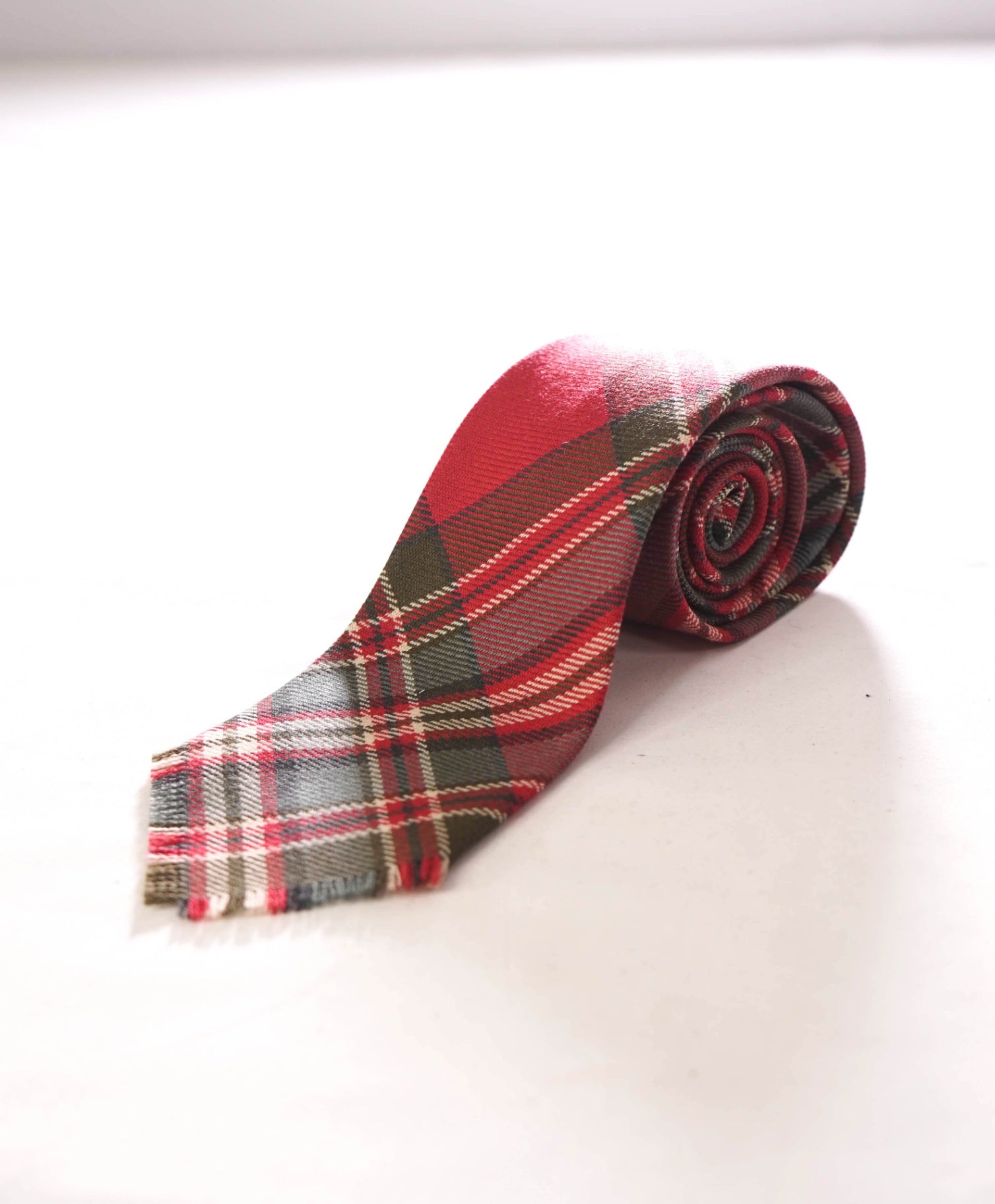 $125 POLO RALPH LAUREN -Wool Fringe *Made in Italy* Plaid - 3" Tie