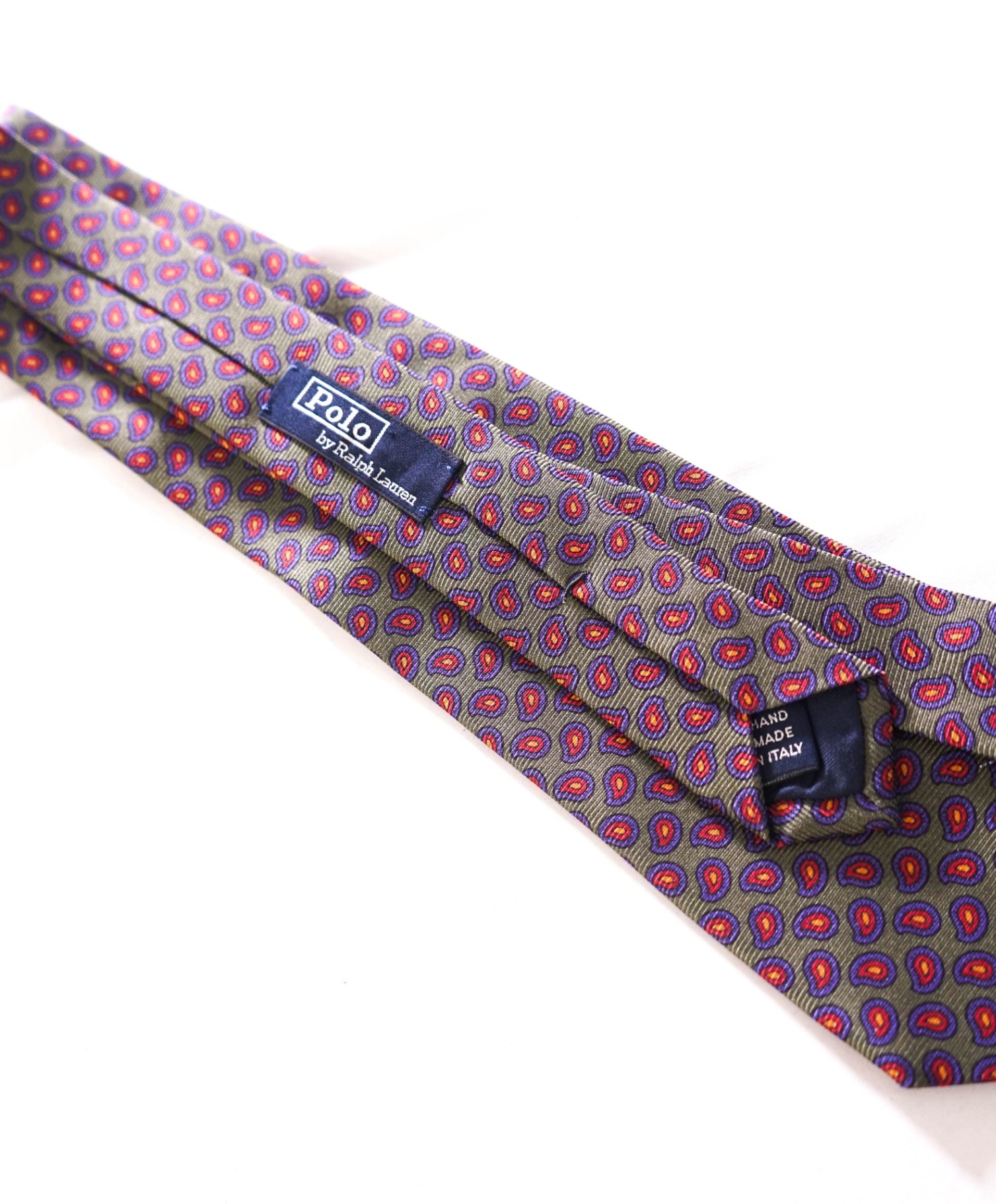 $125 POLO RALPH LAUREN - Silk *Made In Italy* Green Paisley - 3.5" Tie