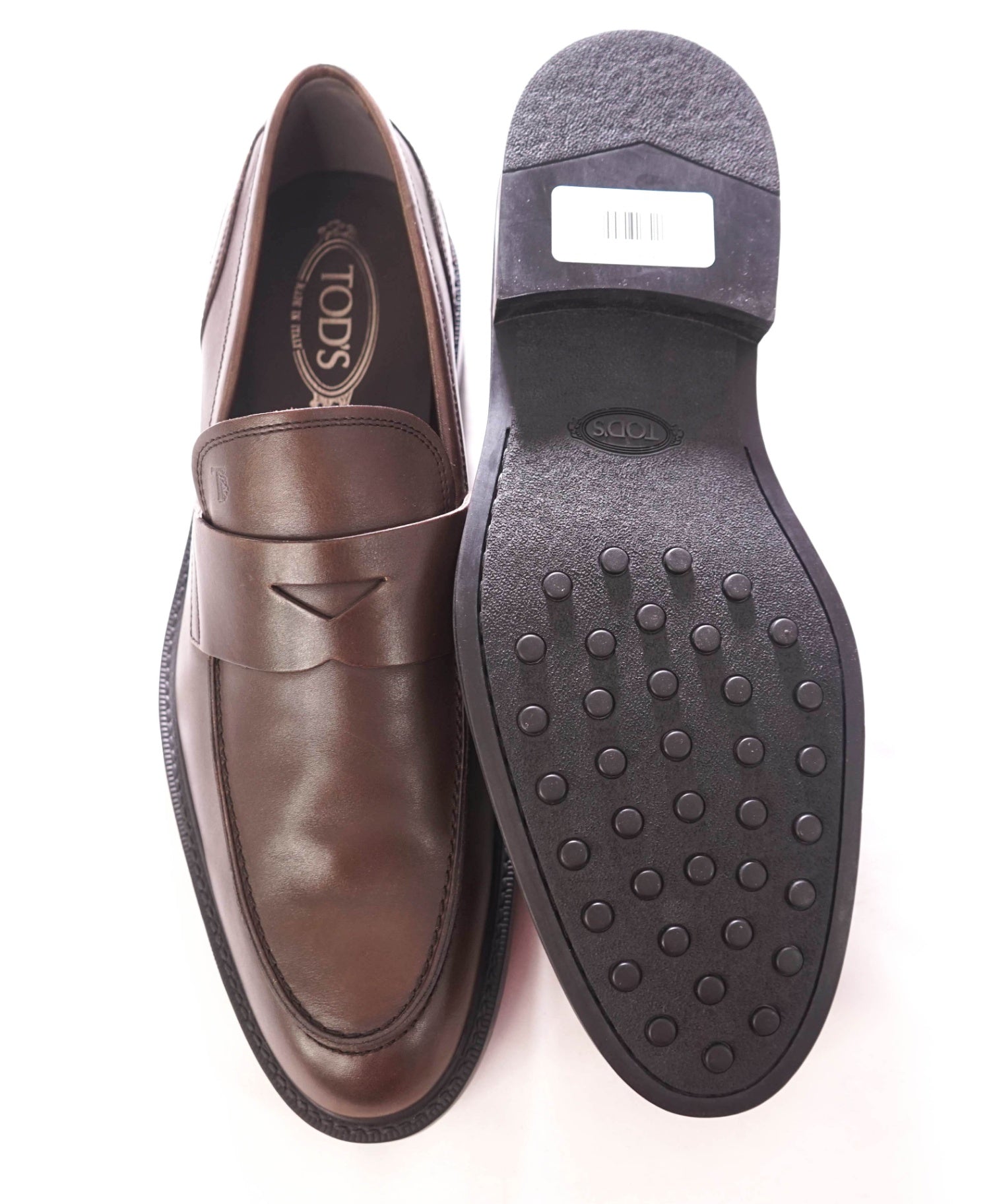 $825 TOD'S - "BOSTON" Leather Brown Penny Loafers - US 13 (12UK)