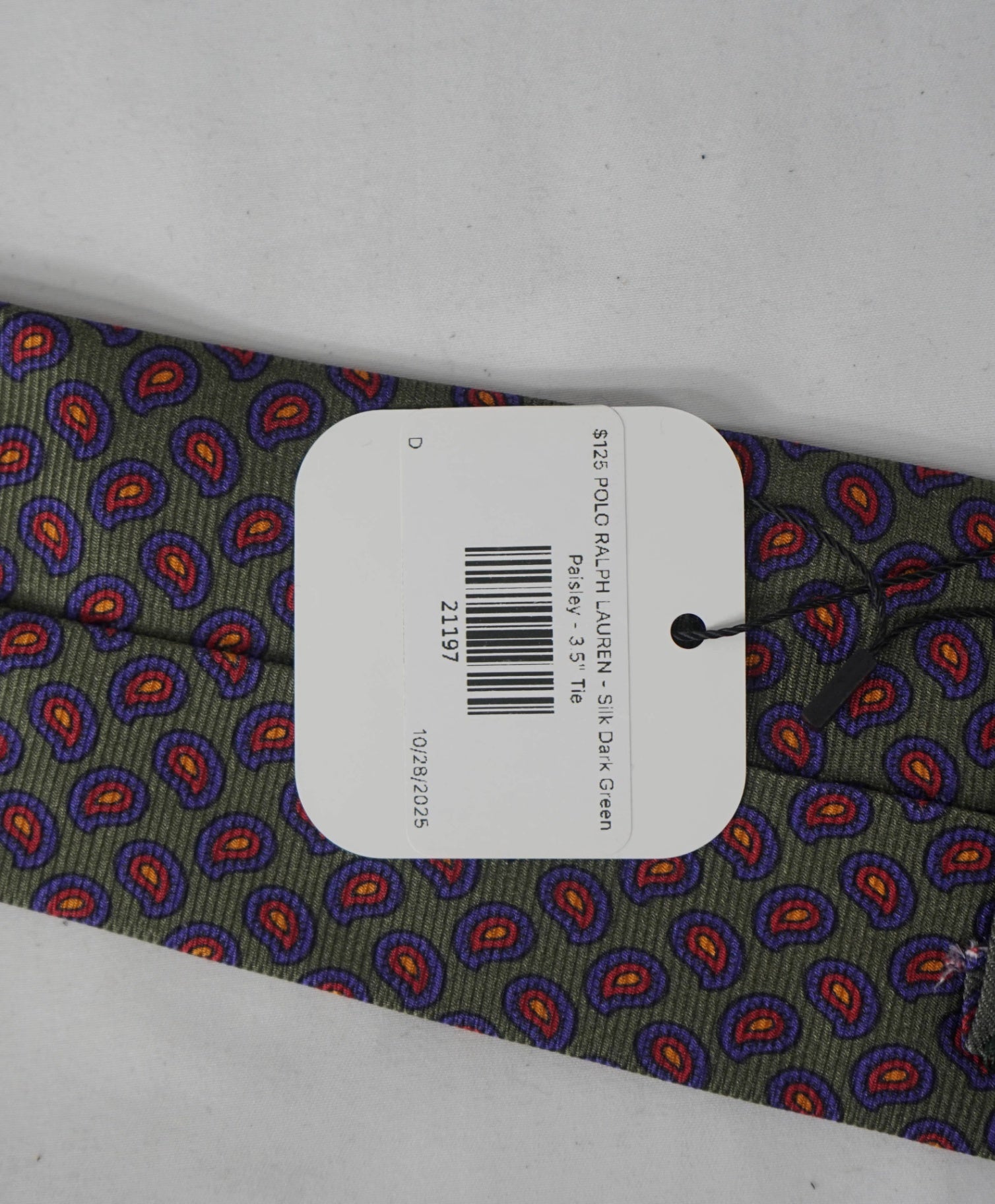 $125 POLO RALPH LAUREN - Silk *Made In Italy* Green Paisley - 3.5" Tie