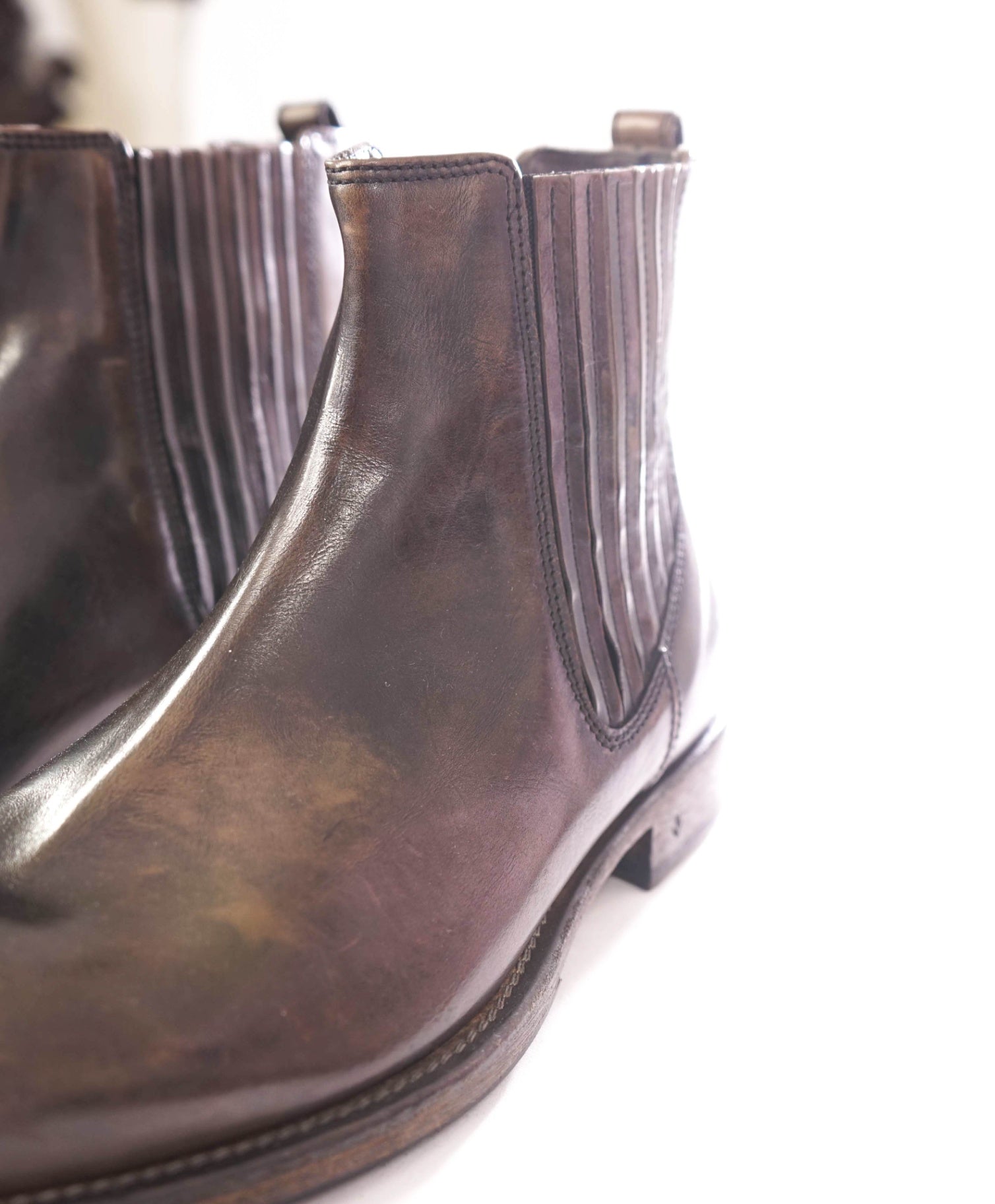 $898 JOHN VARVATOS - Leather Distressed Brown Boots - 8