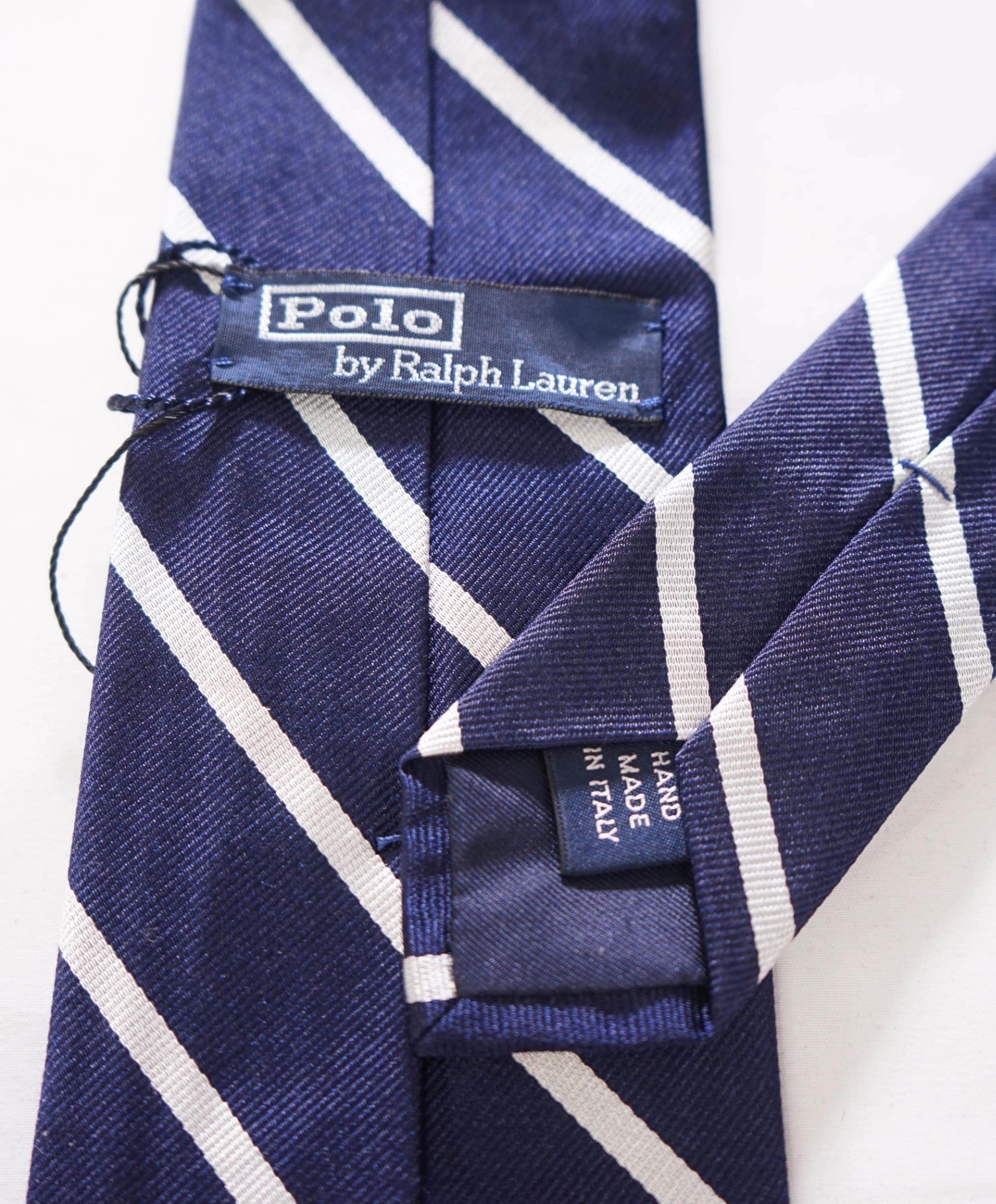 $125 POLO RALPH LAUREN - Silk Navy *Made In Italy* Stripe - 3.25" Tie