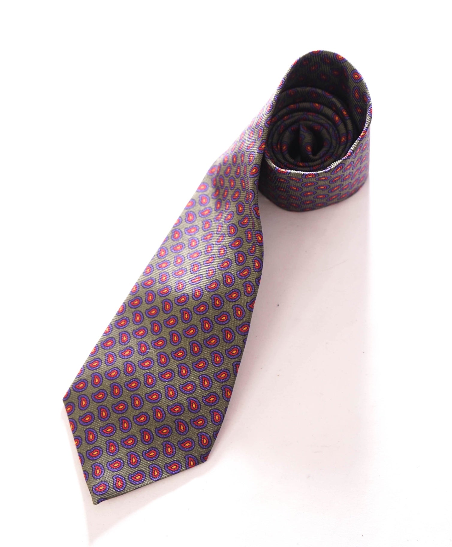 $125 POLO RALPH LAUREN - Silk *Made In Italy* Green Paisley - 3.5" Tie