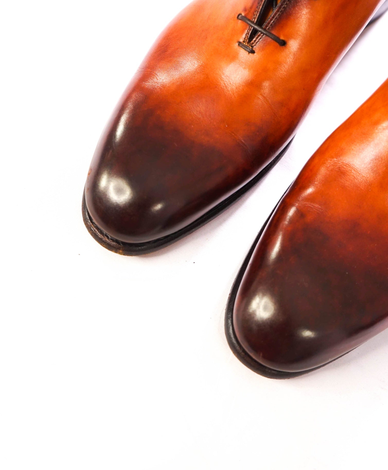 $1,595 SANTONI - Custom 1of1 Leather Brown Oxfords - US 11 (UK10)