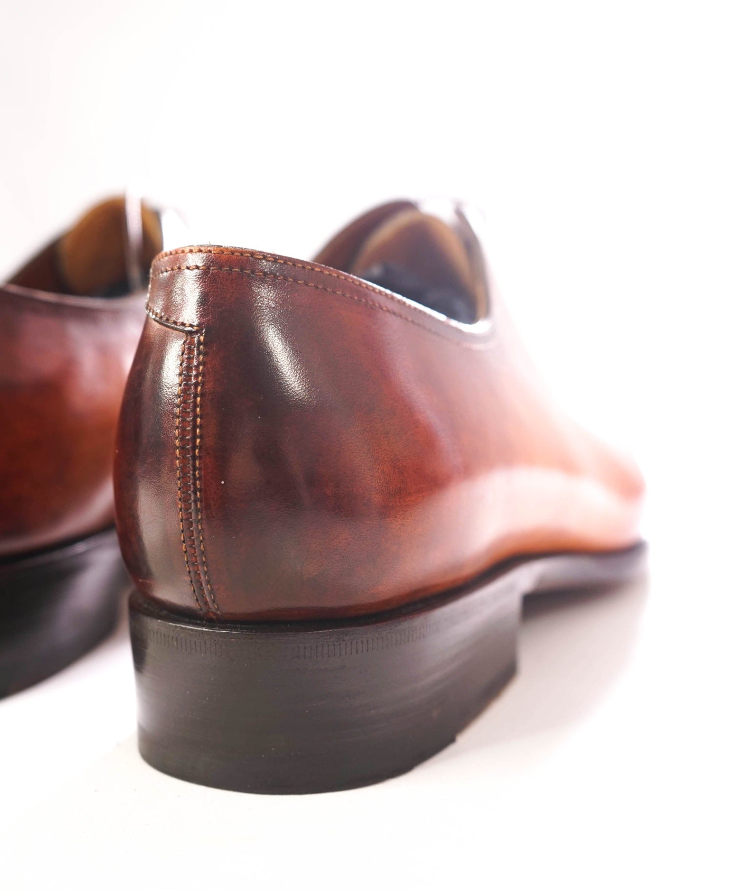 $1,595 SANTONI - Custom 1of1 Leather Brown Oxfords - US 11 (UK10)