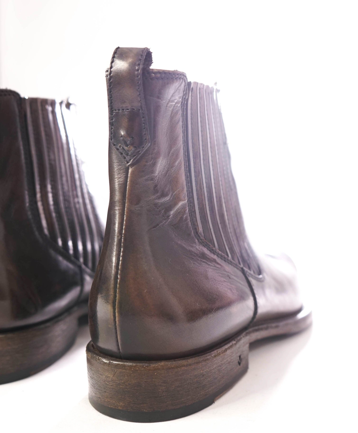 $898 JOHN VARVATOS - Leather Distressed Brown Boots - 8