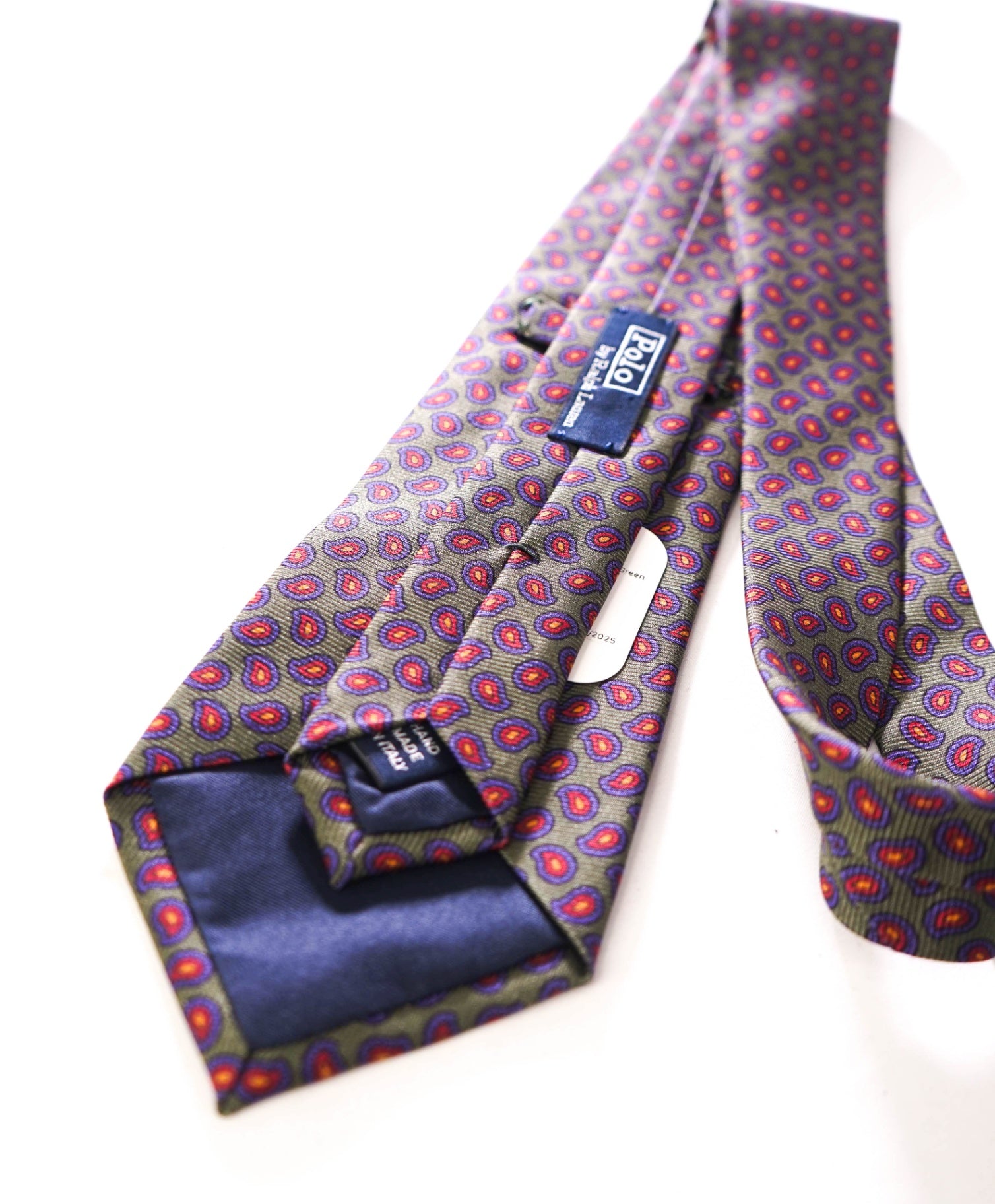 $125 POLO RALPH LAUREN - Silk *Made In Italy* Green Paisley - 3.5" Tie