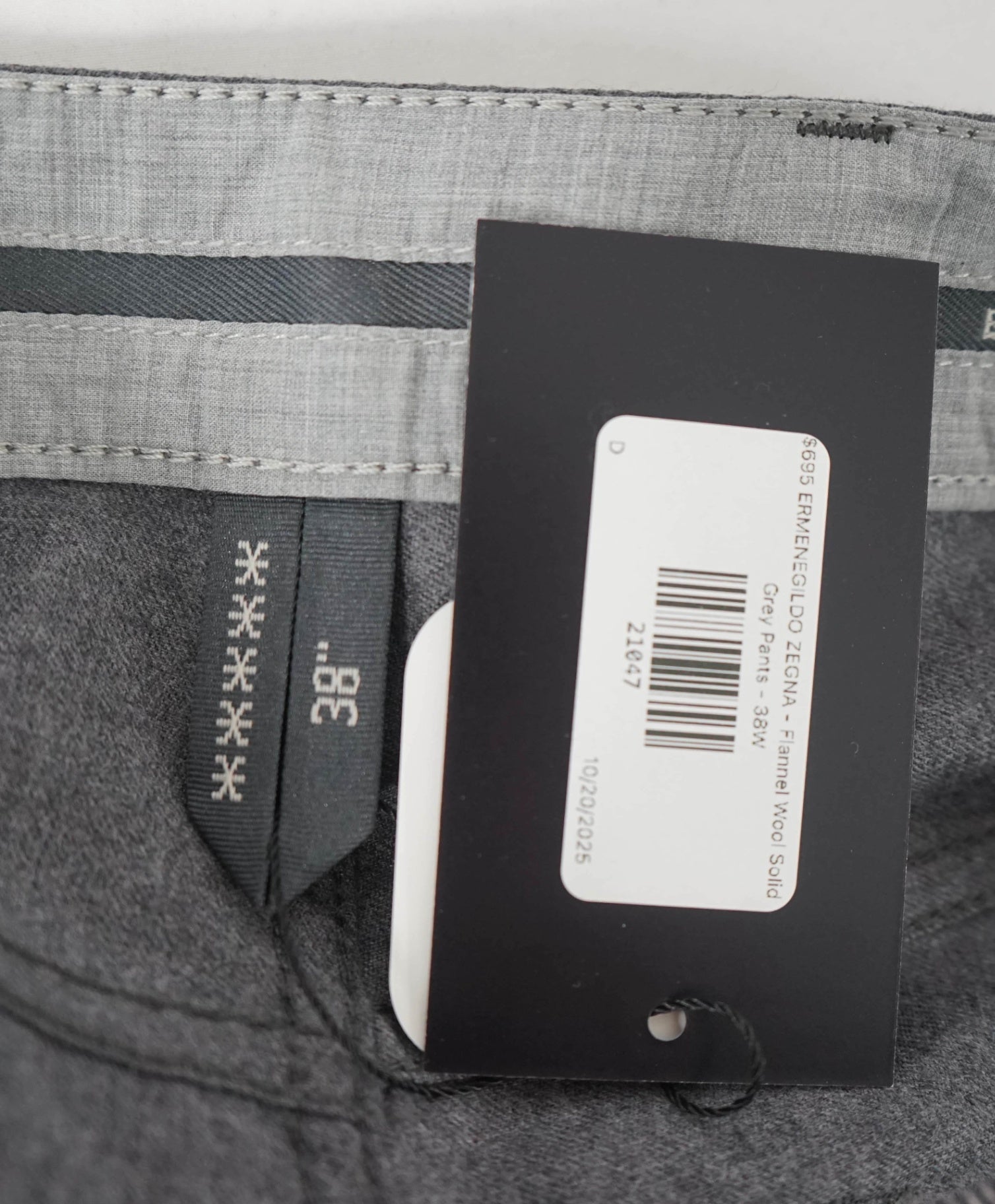 $695 ERMENEGILDO ZEGNA - Flannel Wool Solid Grey Pants - 38W