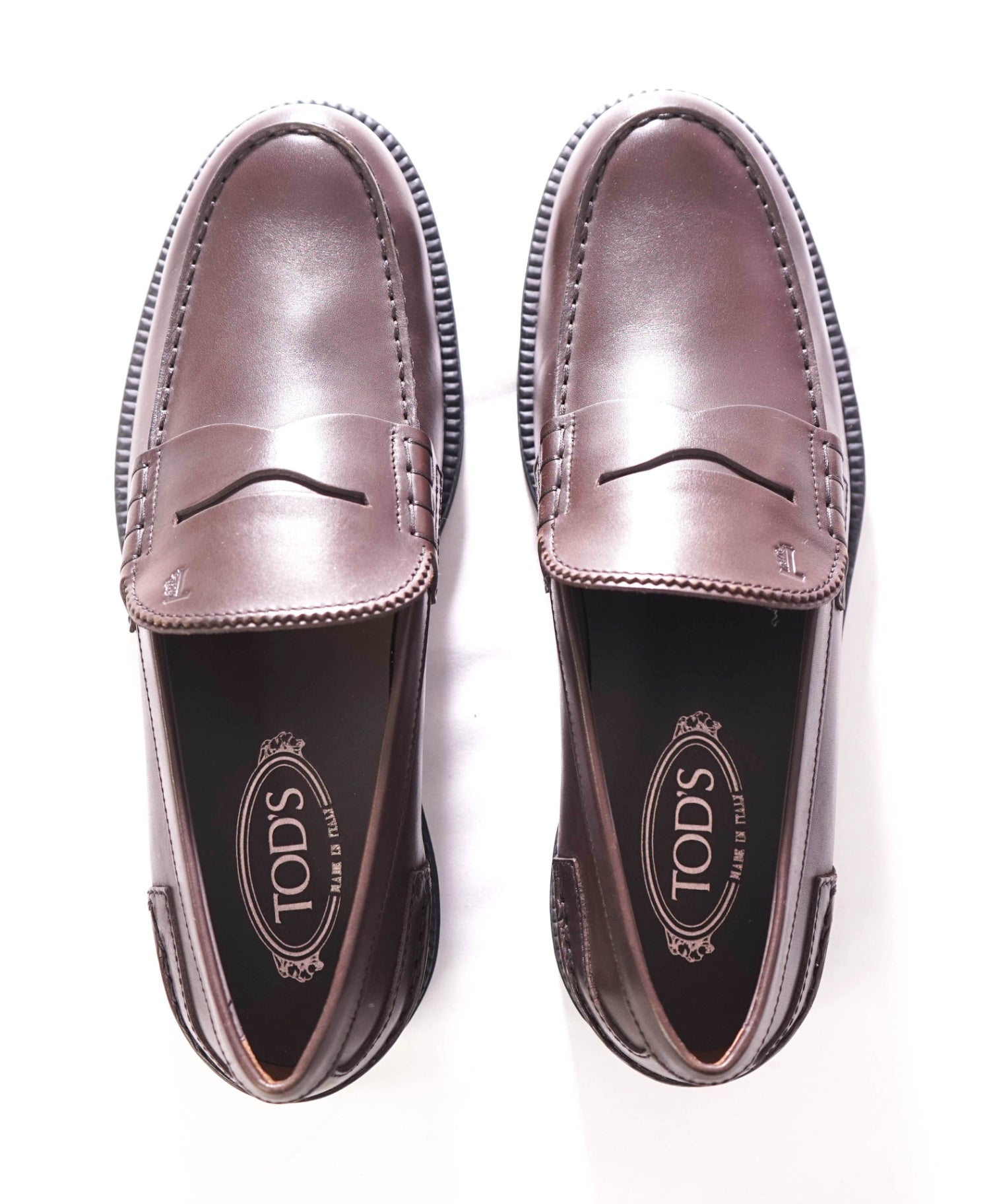 $745 TOD'S - "BOSTON" Leather Brown Penny Loafers - US 9.5 (UK8.5)