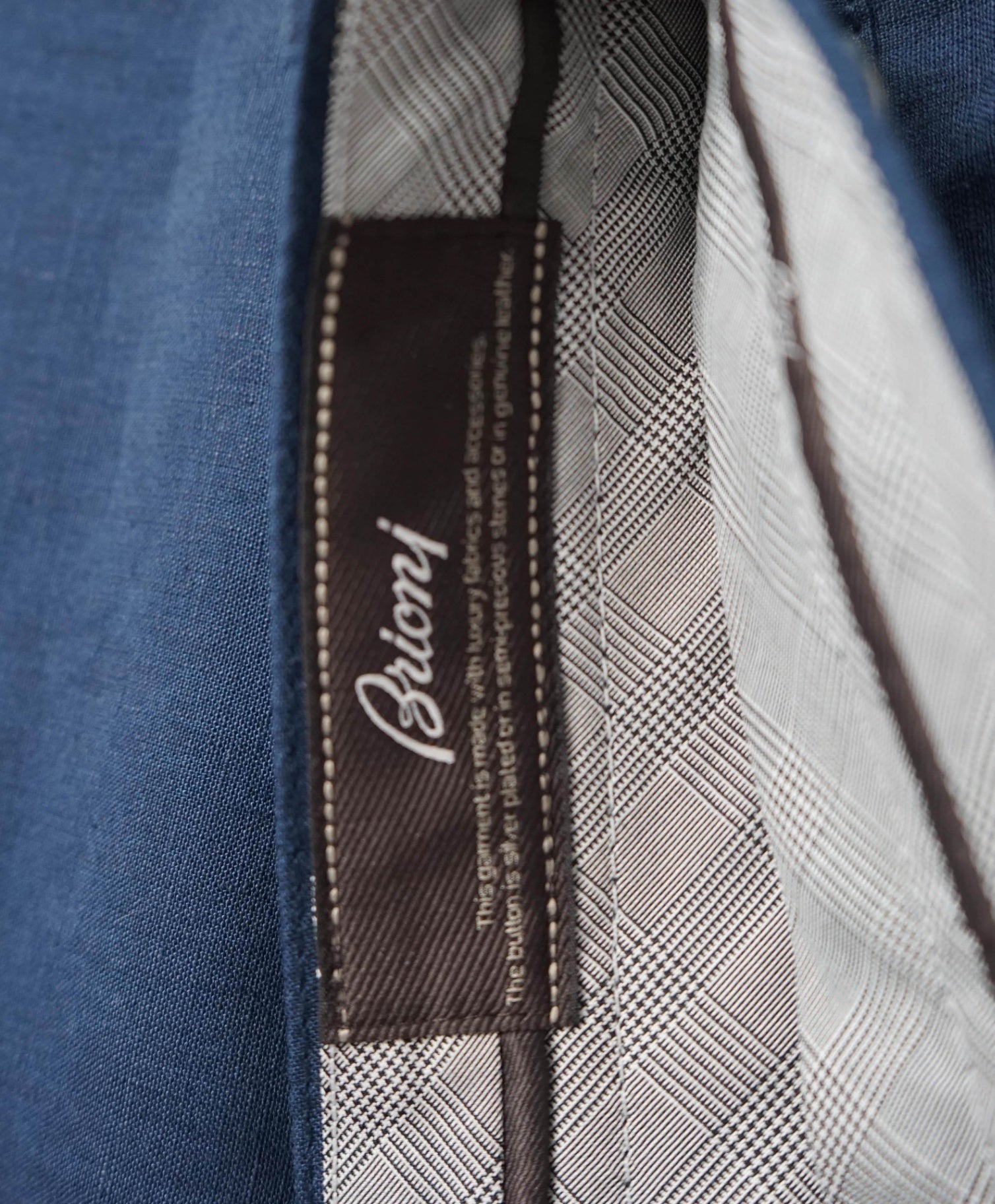 $1,195 BRIONI - Linen Navy Blue 5-Pocket Logo Patch Pants - 46W