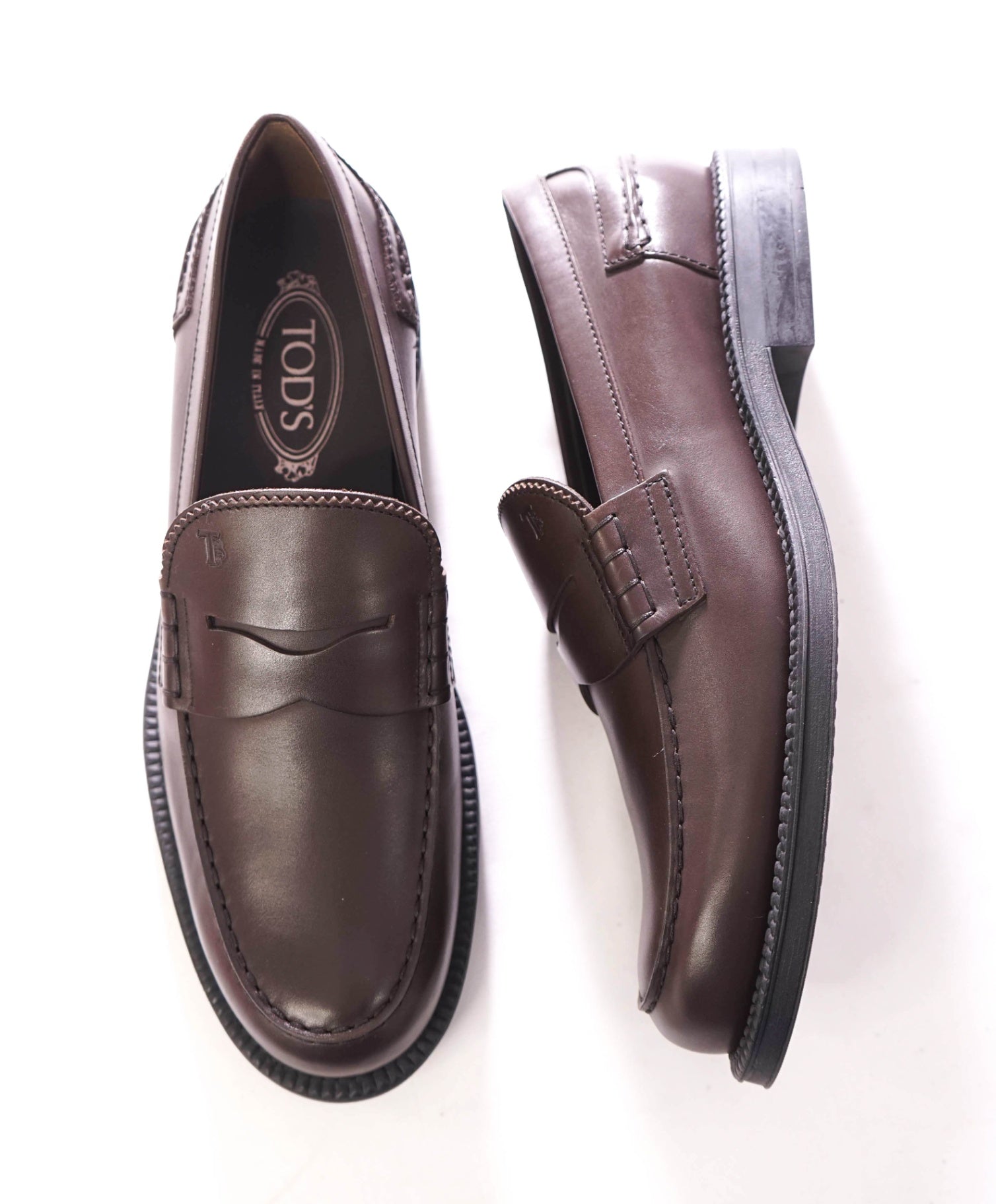 $745 TOD'S - "BOSTON" Leather Brown Penny Loafers - US 9.5 (UK8.5)