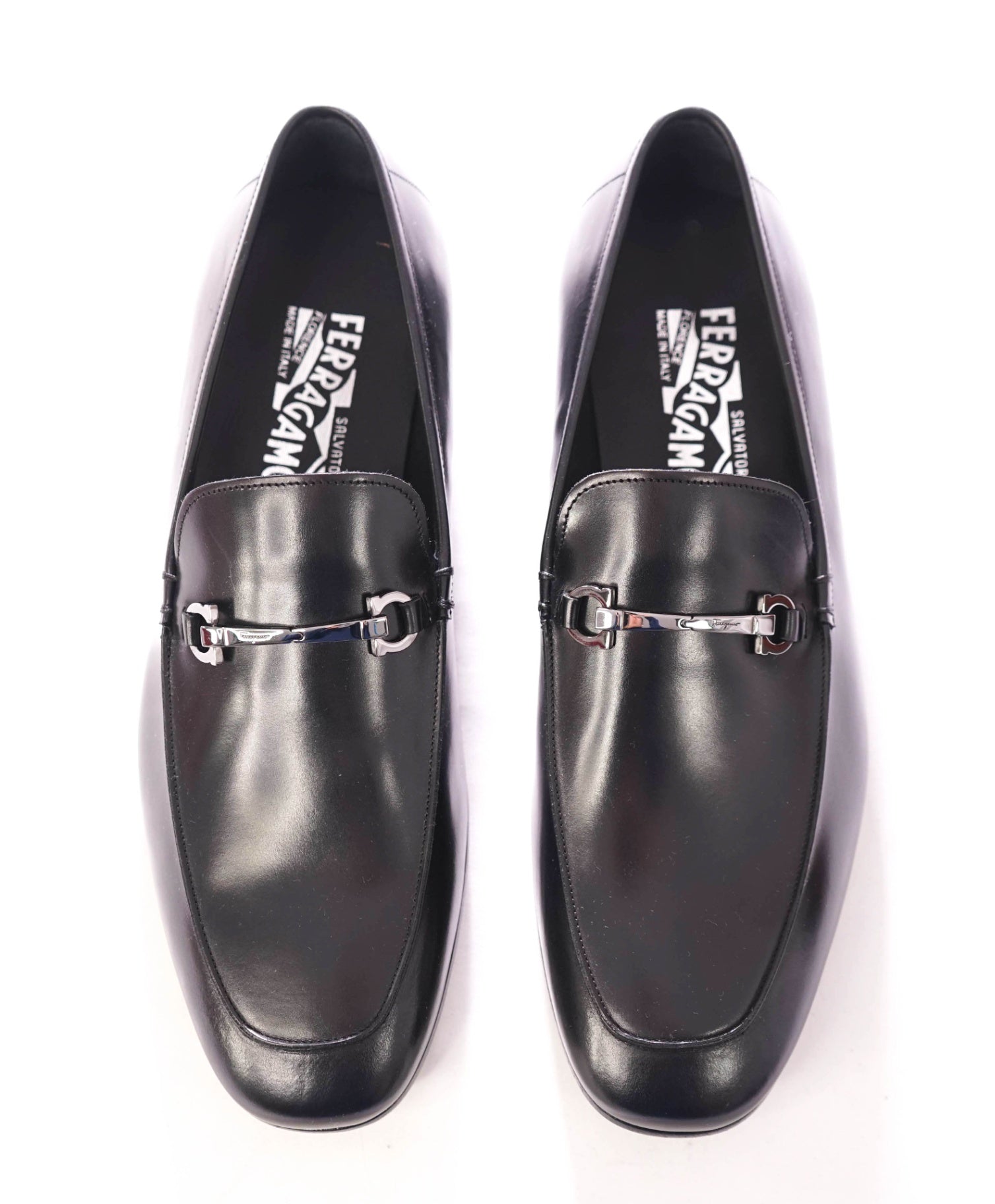 $895 SALVATORE FERRAGAMO - Leather Black "PHOENIX" Loafers - 8.5 EE