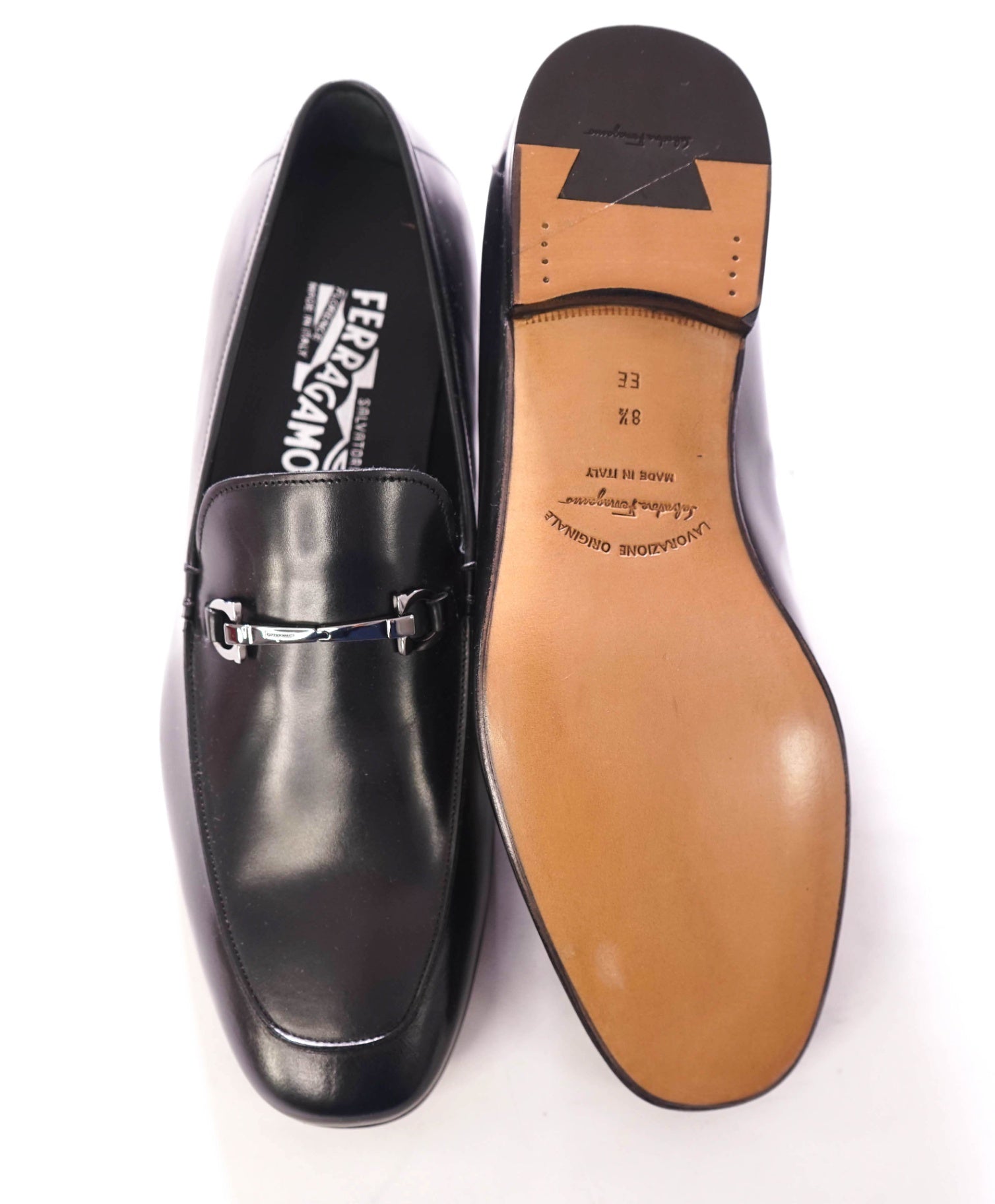 $895 SALVATORE FERRAGAMO - Leather Black "PHOENIX" Loafers - 8.5 EE