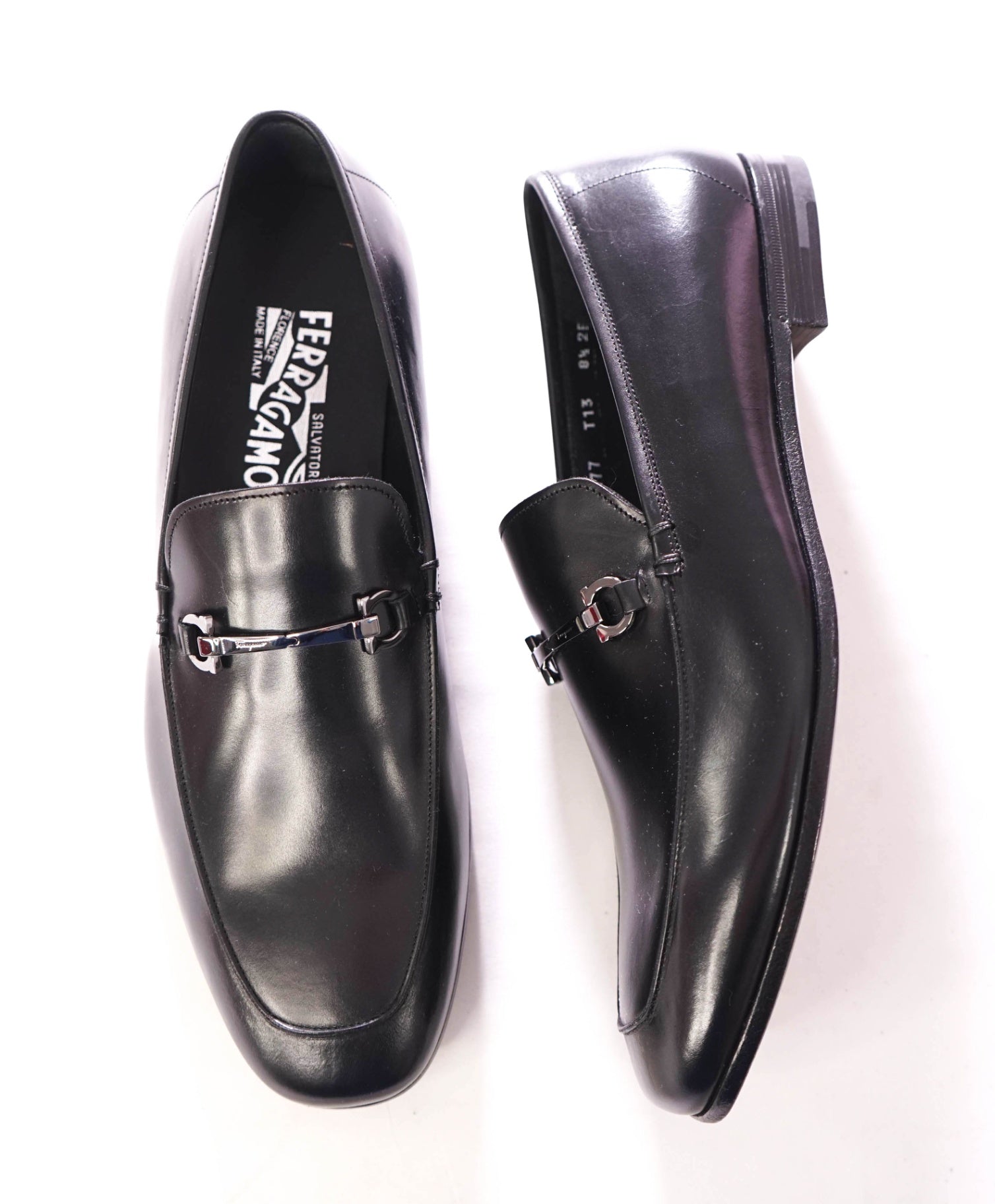 $895 SALVATORE FERRAGAMO - Leather Black "PHOENIX" Loafers - 8.5 EE