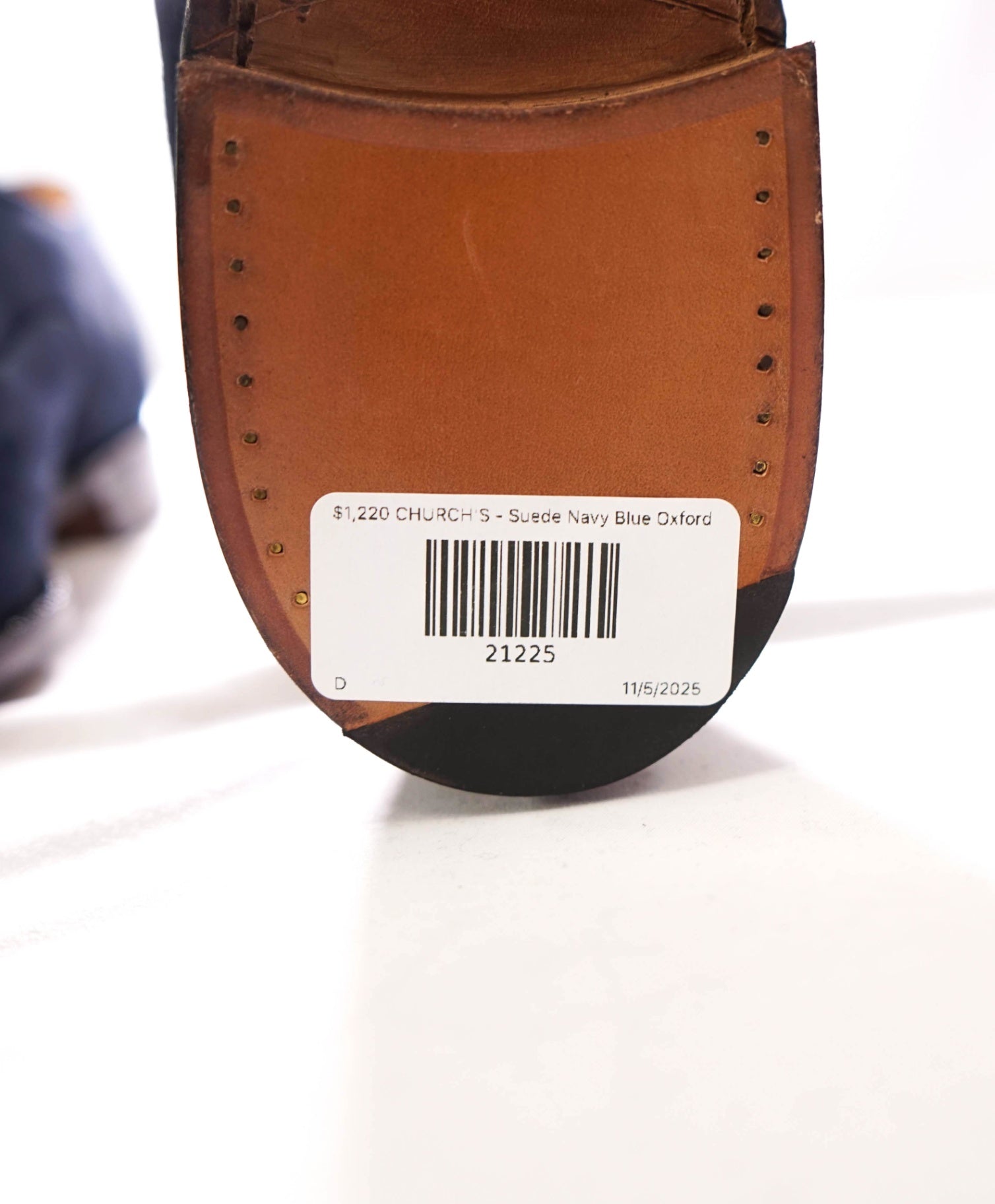 $1,220 CHURCH'S - Suede Navy Blue Oxford - US 10 (9UK)