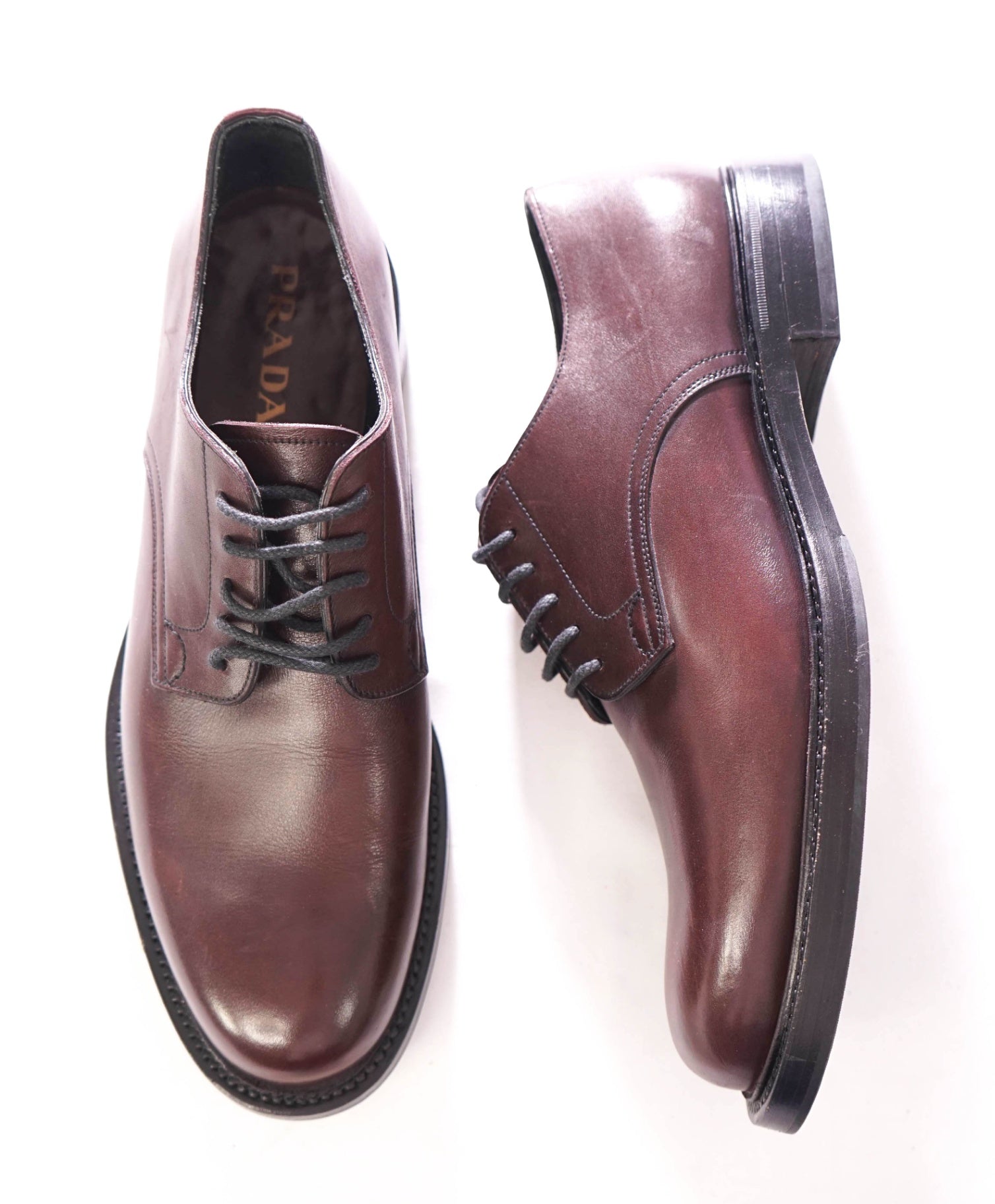 $1,150 PRADA - Leather Brown 5-Eyelet Derby - US 10 (UK9)