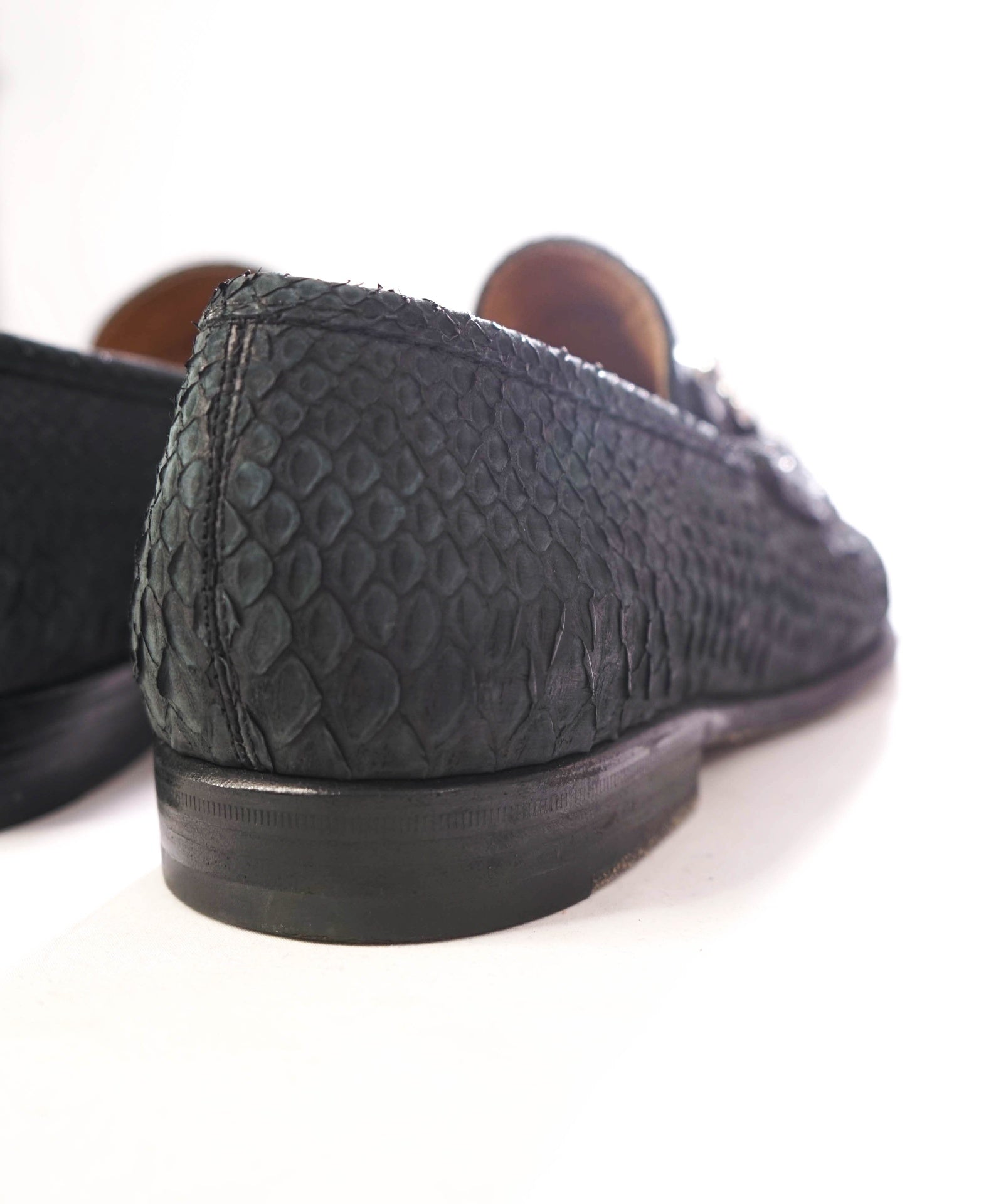 $2,650 FERRAGAMO - Python Skin Gray "MASON" Loafers - 8 EE