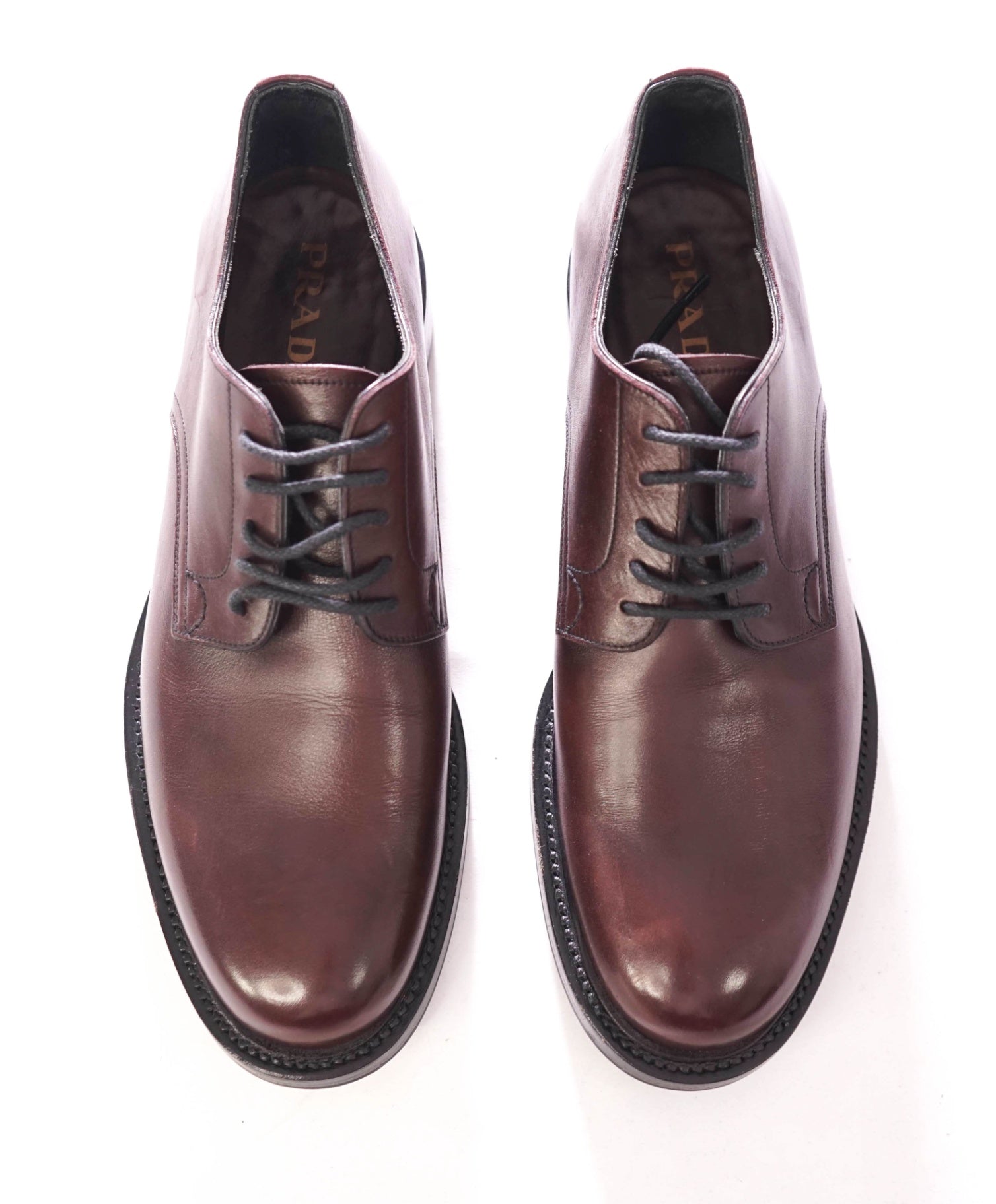 $1,150 PRADA - Leather Brown 5-Eyelet Derby - US 10 (UK9)