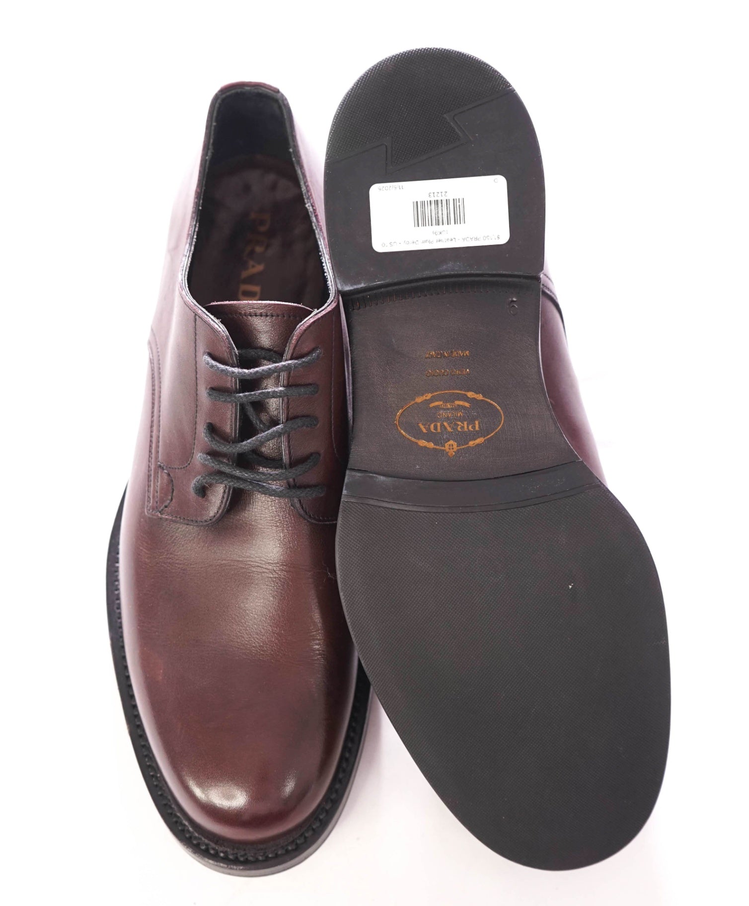 $1,150 PRADA - Leather Brown 5-Eyelet Derby - US 10 (UK9)