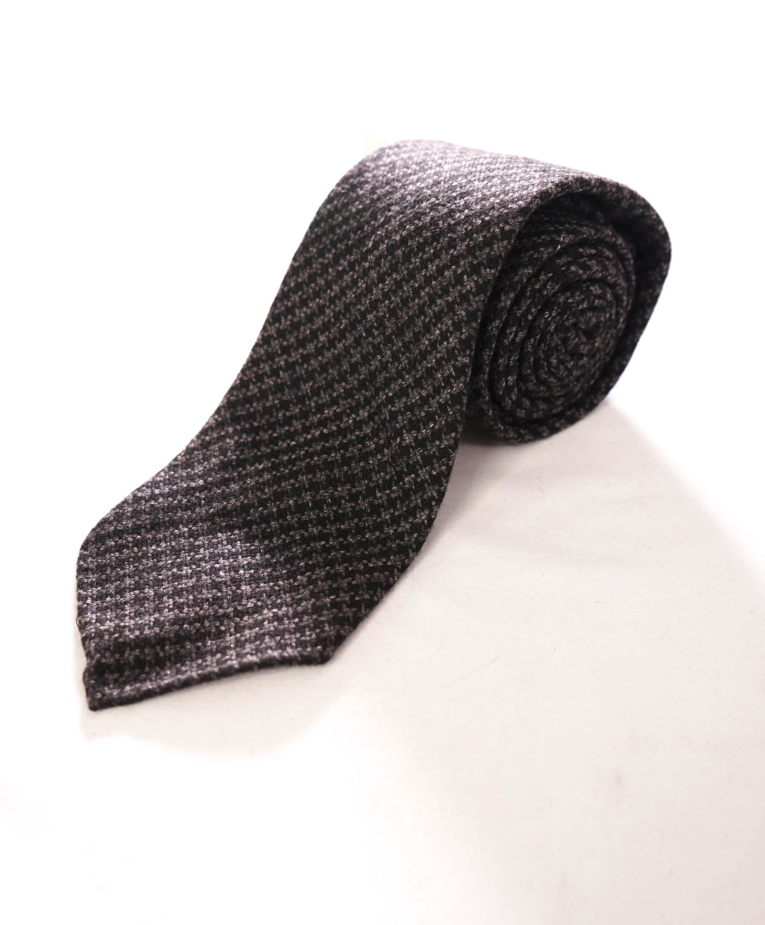 $295 ZEGNA - Wool/Angora/Cashgora Gray Micro Houndstooth - 3" Tie