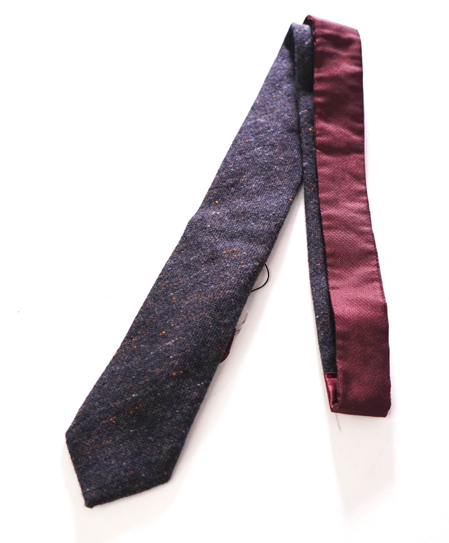 $185 ZEGNA "DUO" - Wool/Cashmere/Silk Burgundy & Blue Fleck - 2.75"