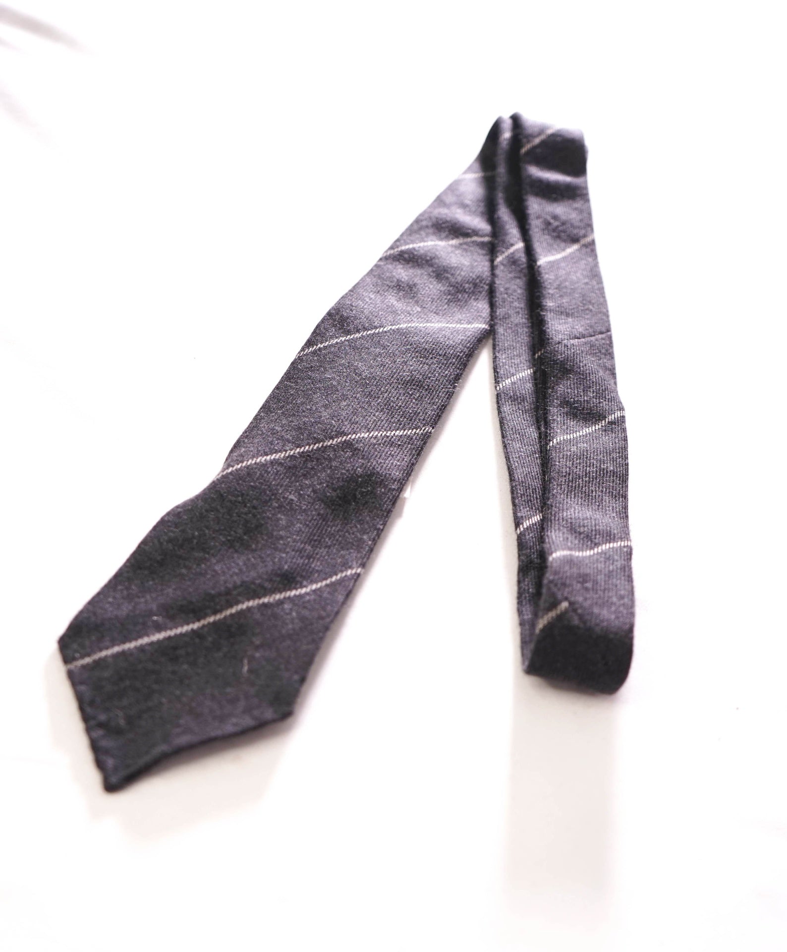 $295 ZEGNA - 100% Cashmere Gray Wide Chalk Stripe - 3" Tie