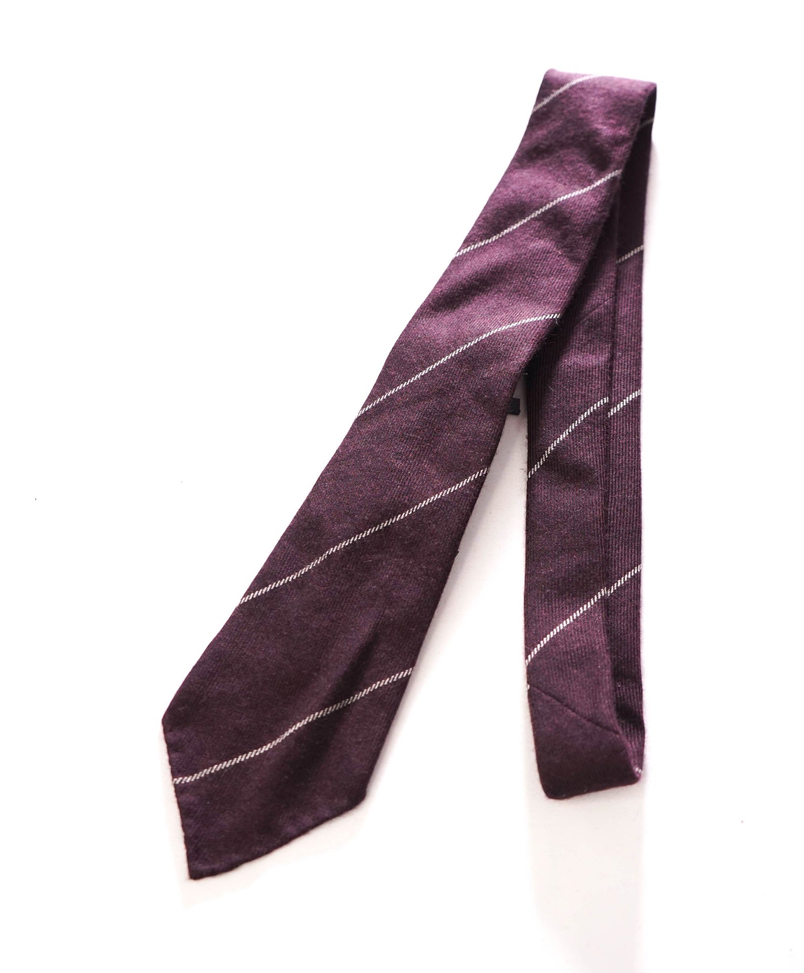 $295 ZEGNA - 100% Cashmere Burgundy Wide Chalk Stripe - 3.25" Tie