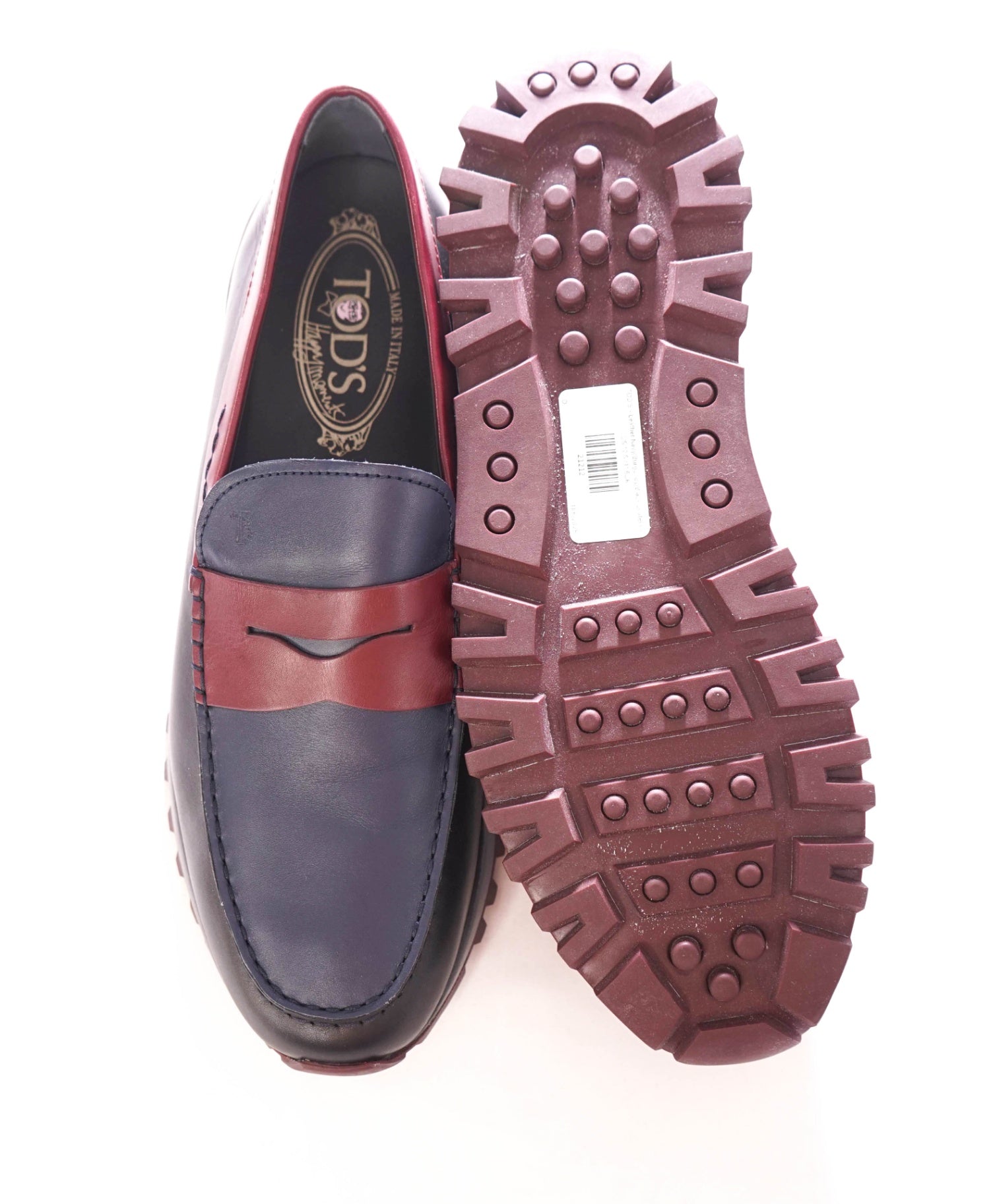 $775 TOD'S - Leather Navy Lug Sole Penny Loafers - US 12.5 (11.5UK)