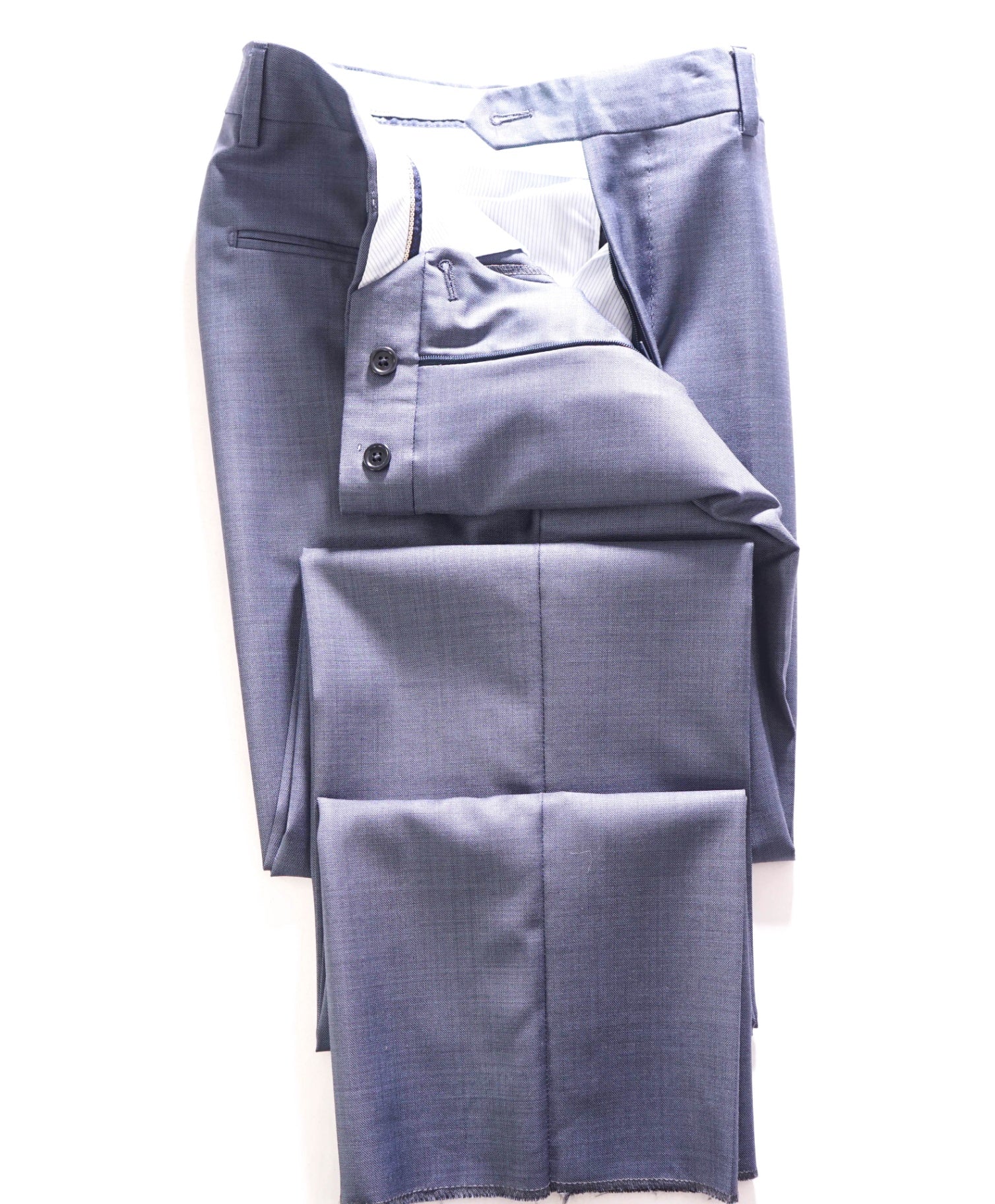 $1,295 SAKS FIFTH AVENUE - Wool Solid Pastel Blue Pants - 30W