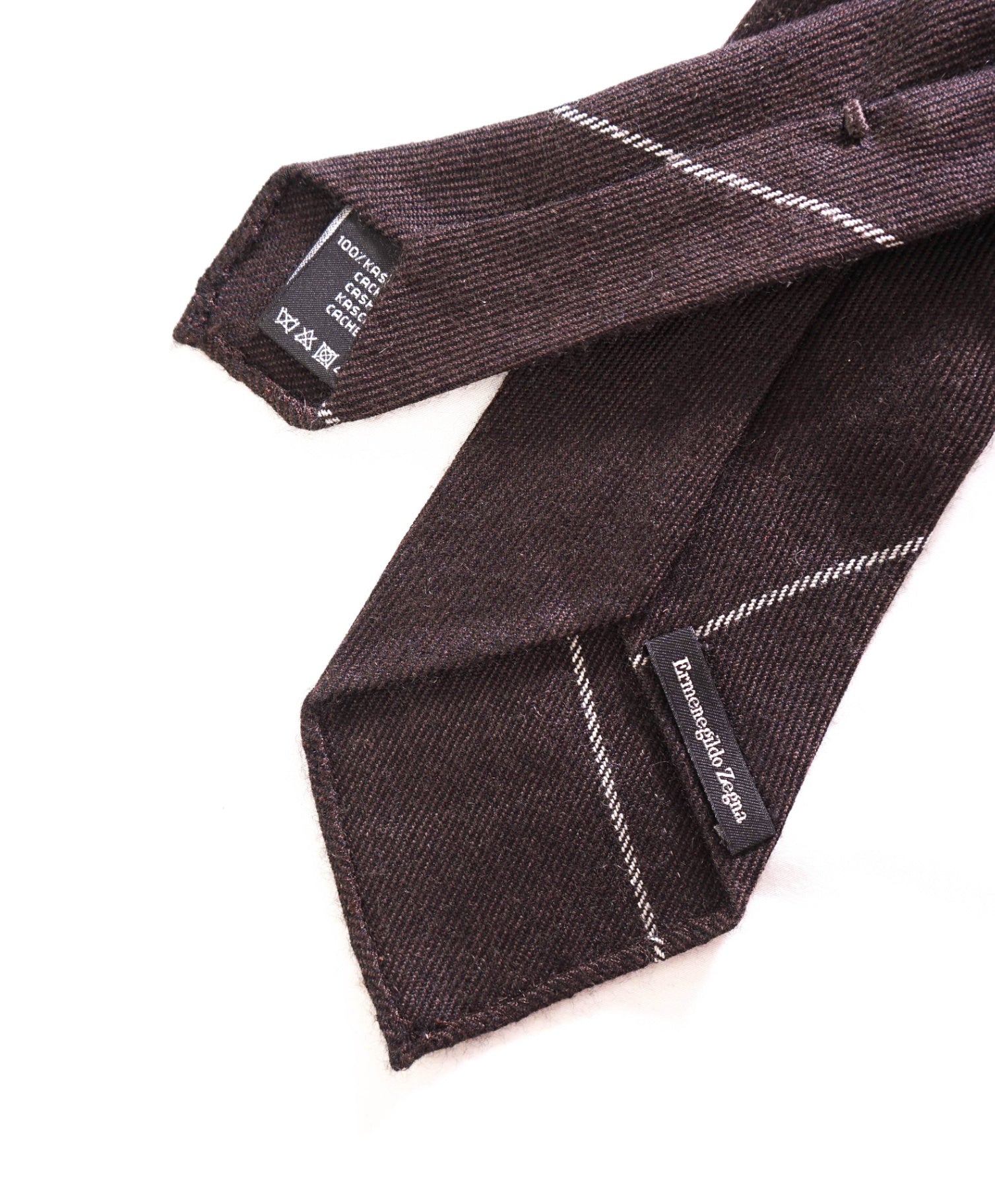 $295 ZEGNA - Cashmere Brown Wide Chalk Stripe Unlined - 3" Tie