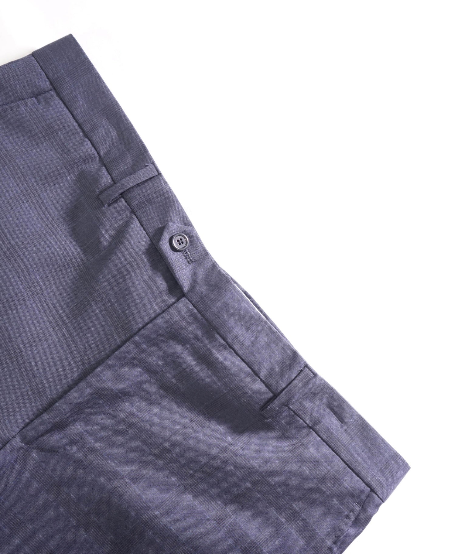$400 SAKS FIFTH AVENUE - Wool Navy Blue Plaid Pants - 36W