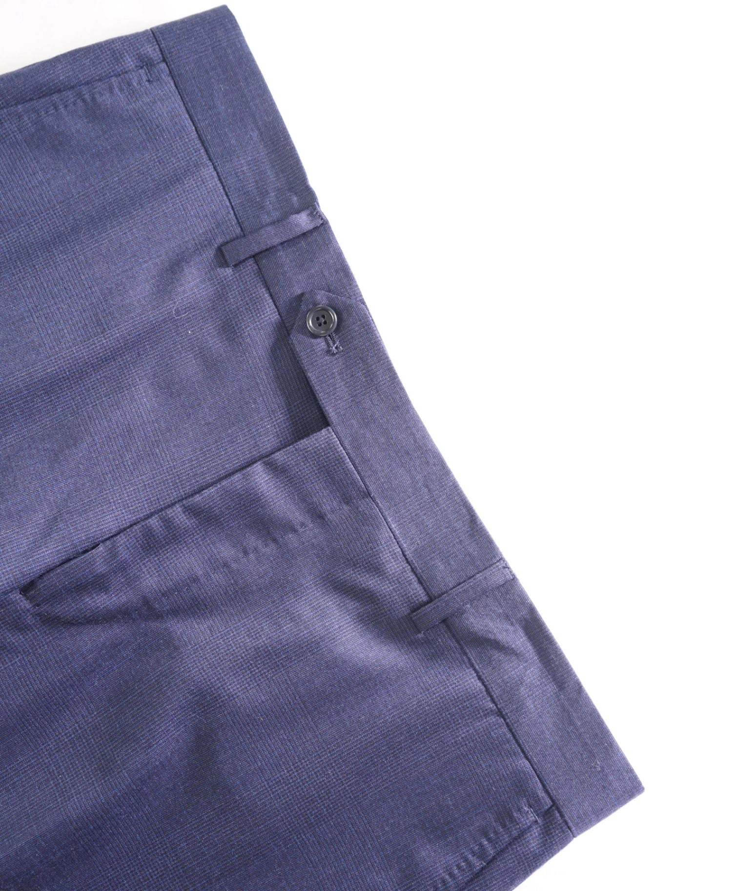 $400 SAKS FIFTH AVENUE - Wool Navy Blue Micro Check Pants - 34W