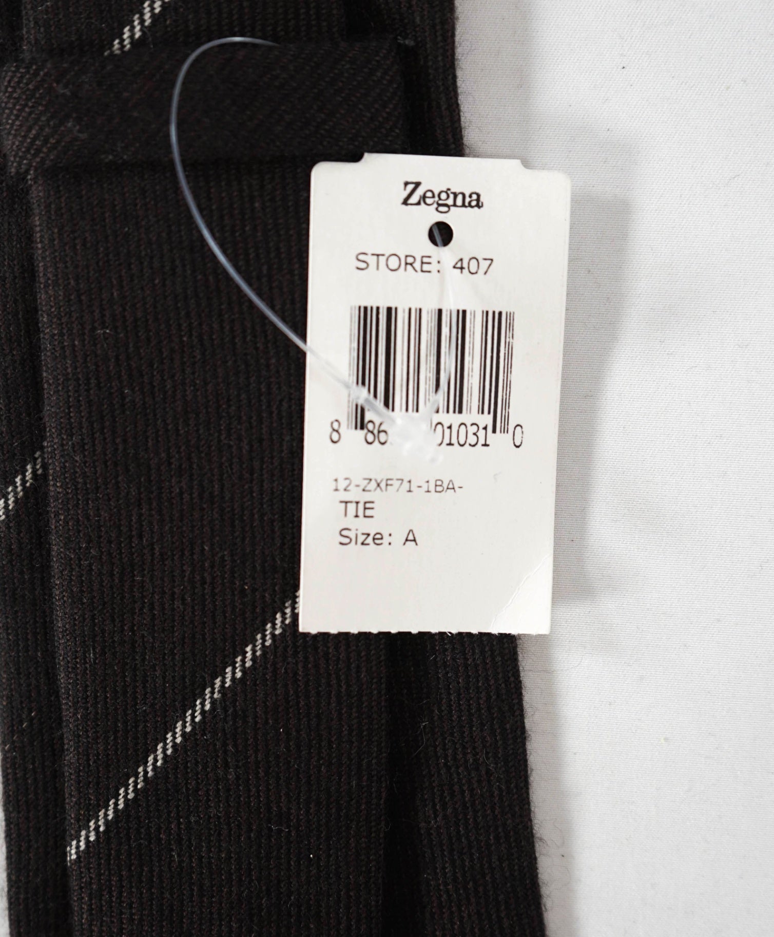 $295 ZEGNA - Cashmere Brown Wide Chalk Stripe Unlined - 3" Tie