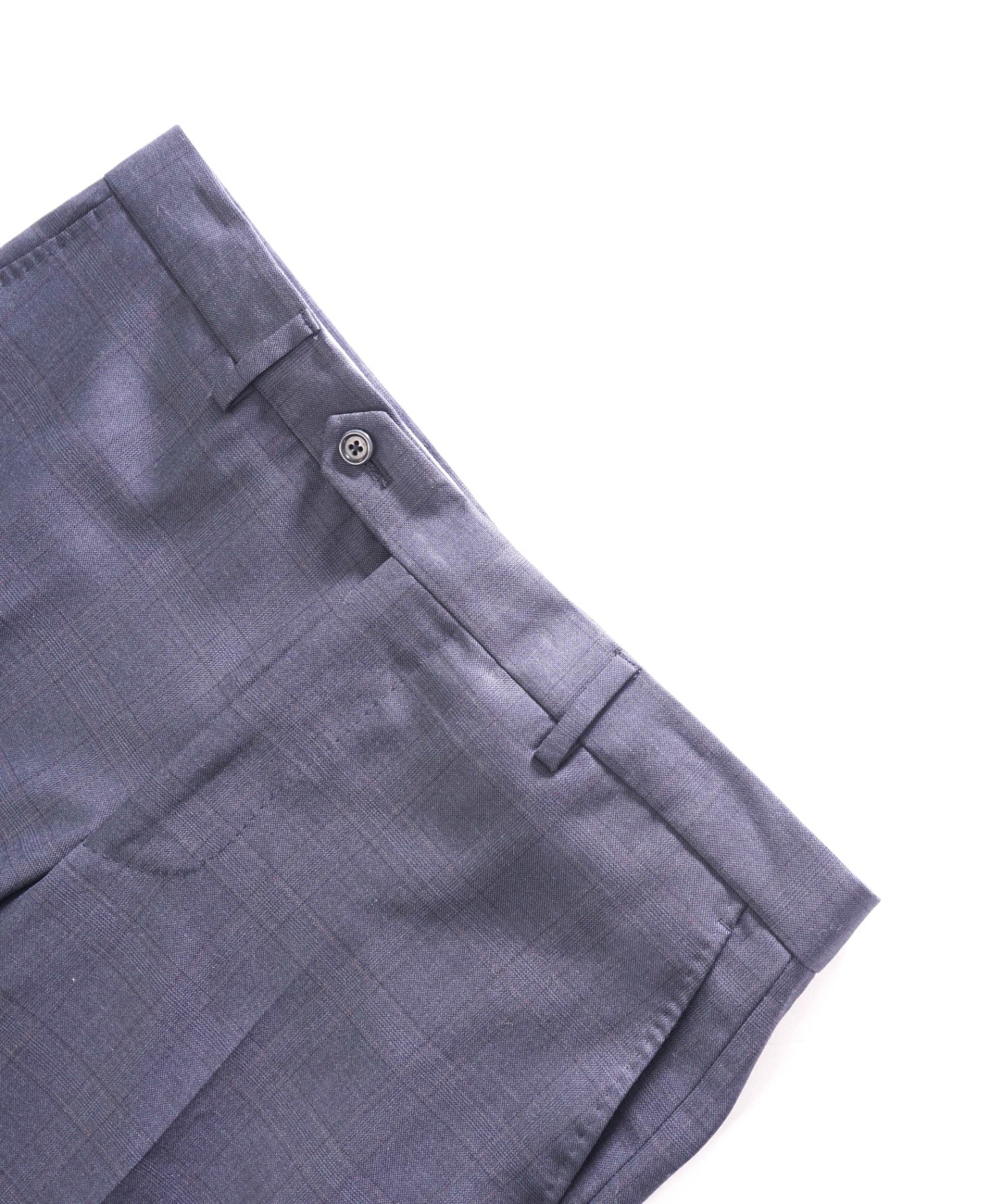 $400 SAKS FIFTH AVENUE - Wool Navy Blue Plaid Pants - 34W