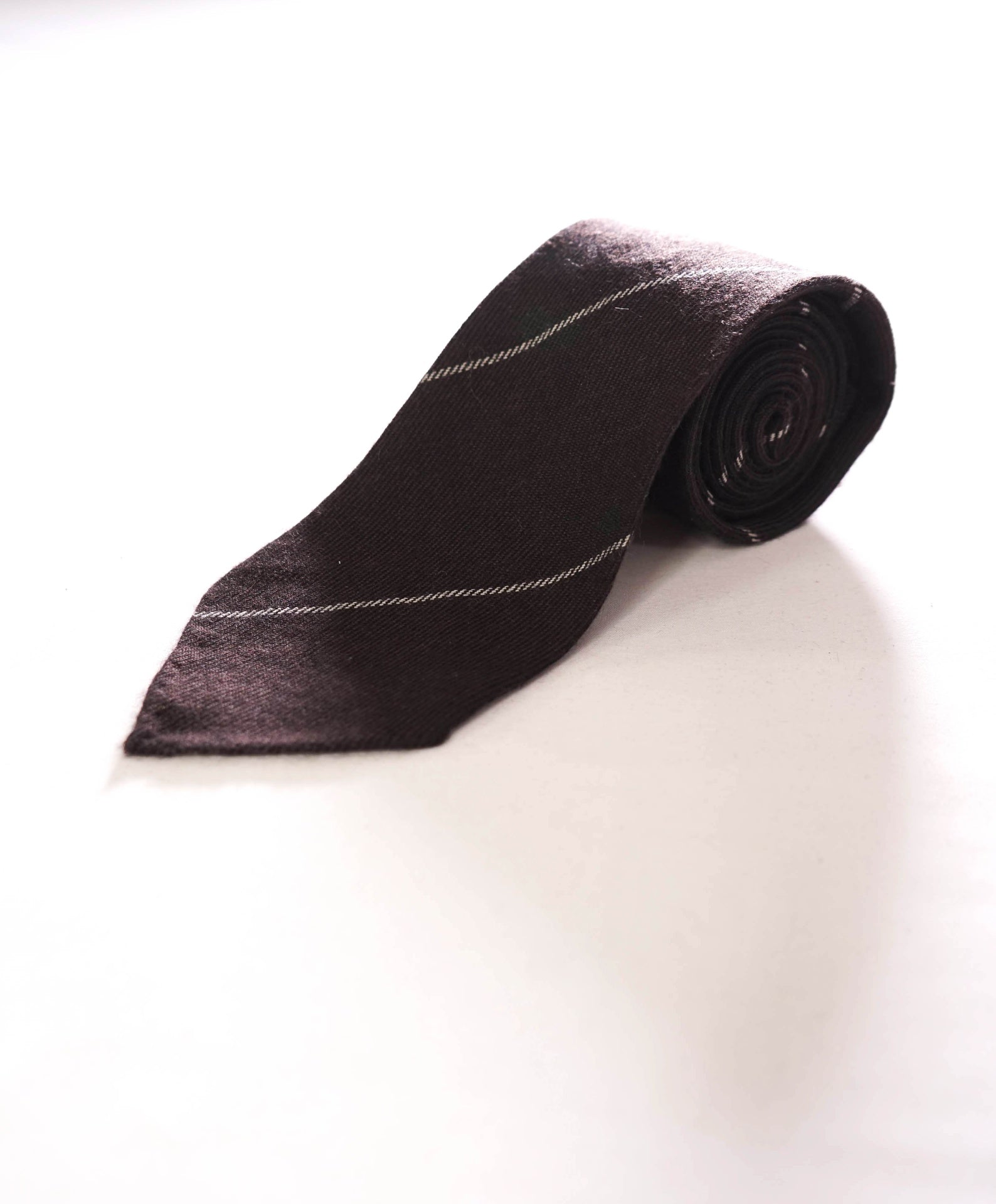$295 ZEGNA - Cashmere Brown Wide Chalk Stripe Unlined - 3" Tie