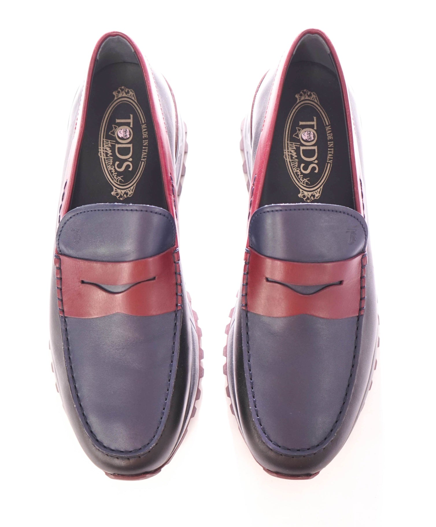$775 TOD'S - Leather Navy Lug Sole Penny Loafers - US 12.5 (11.5UK)