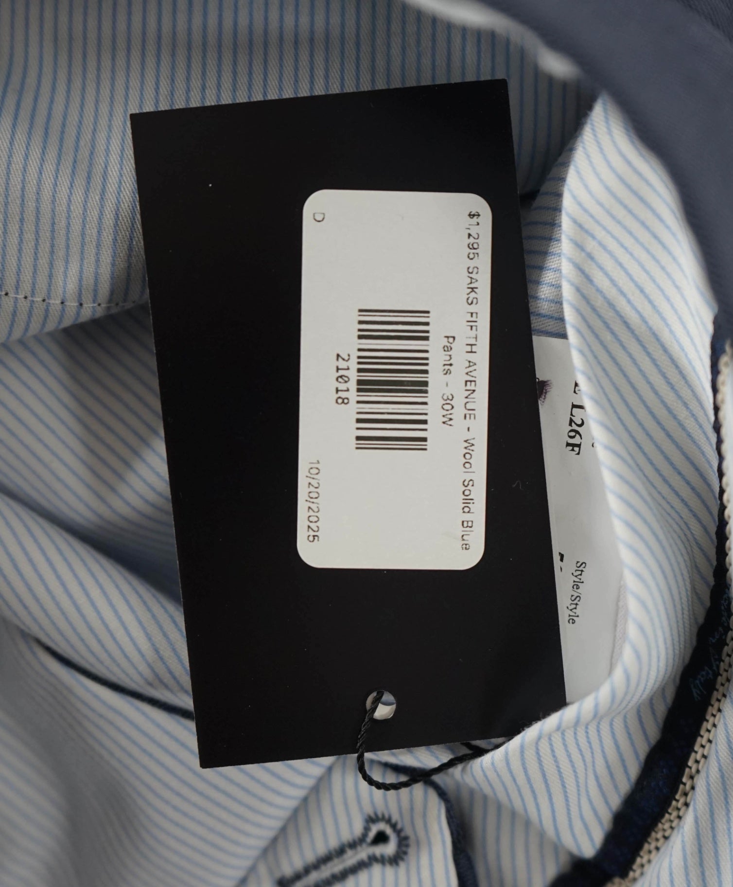 $1,295 SAKS FIFTH AVENUE - Wool Solid Pastel Blue Pants - 30W
