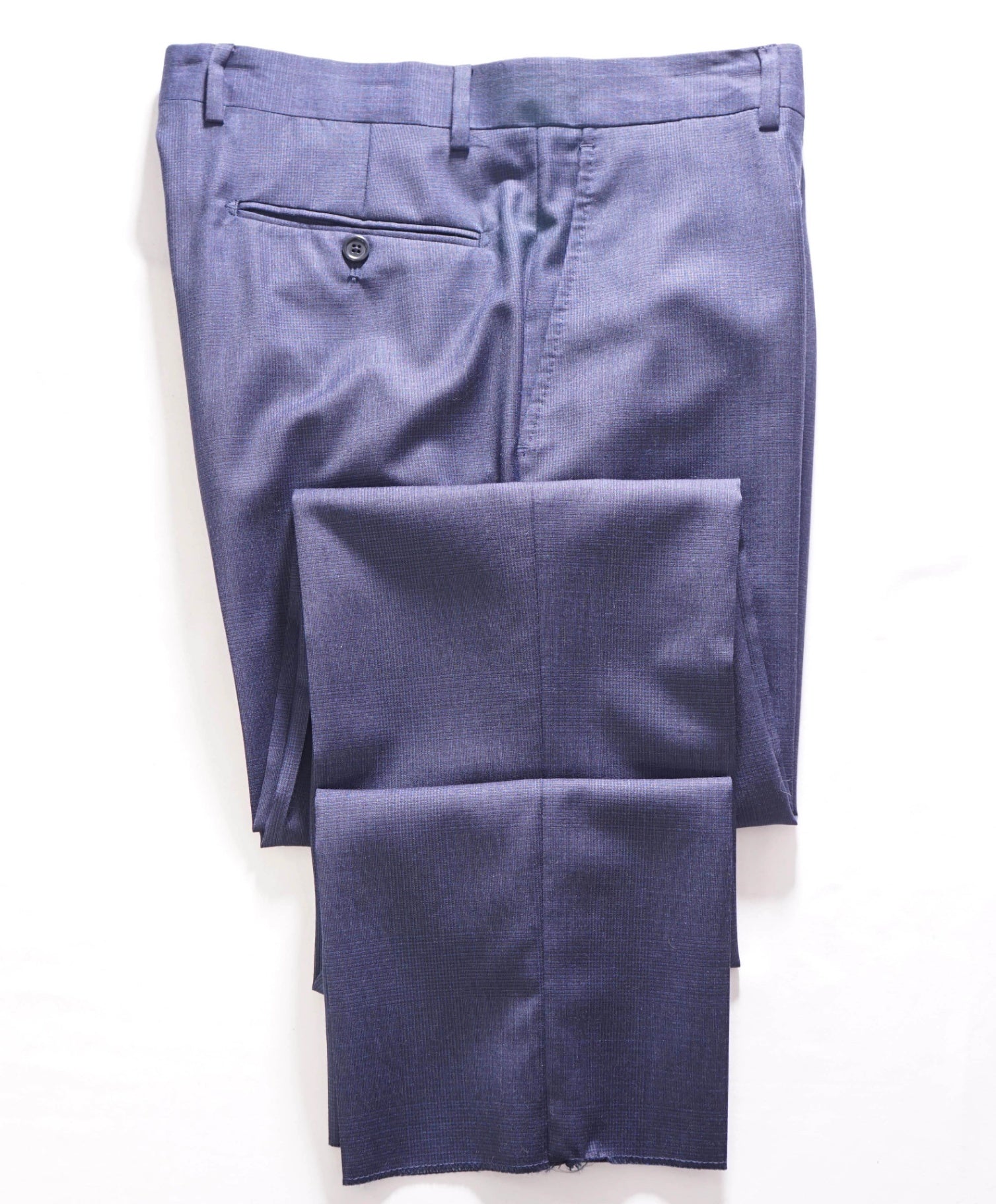 $400 SAKS FIFTH AVENUE - Wool Navy Blue Micro Check Pants - 34W