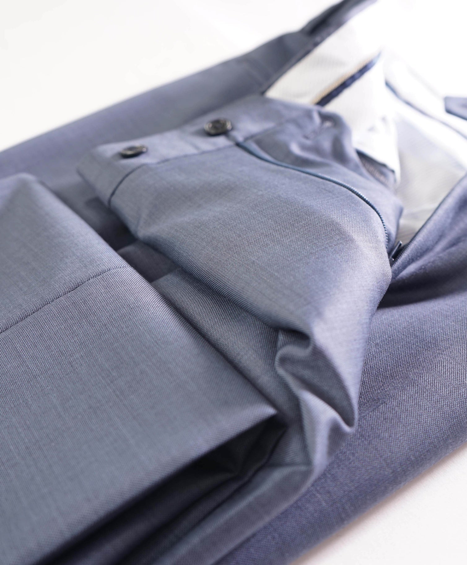 $1,295 SAKS FIFTH AVENUE - Wool Solid Pastel Blue Pants - 30W