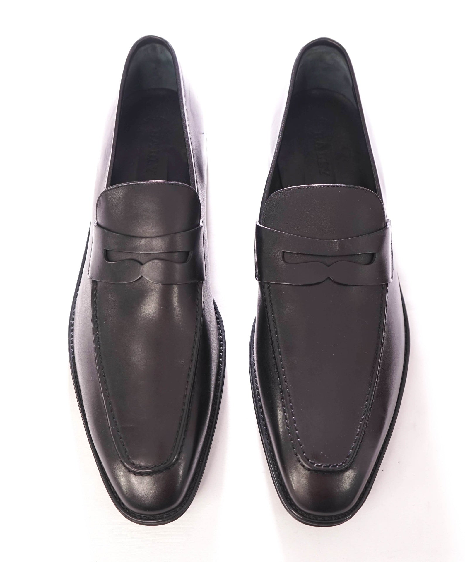 $800 BALLY - Leather Black Penny Loafers - US 12 (11UK)