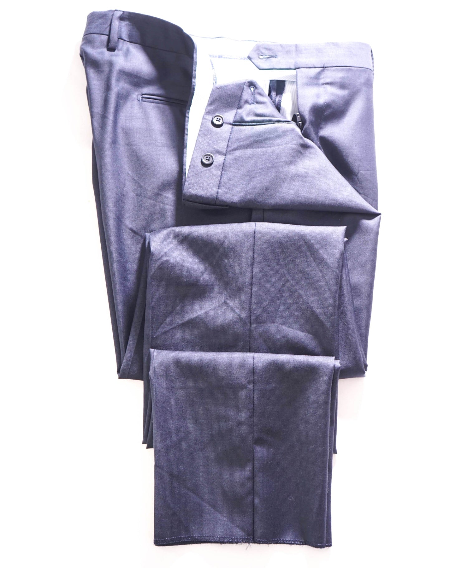 $400 SAKS FIFTH AVENUE - Wool Solid Navy Blue Pants - 36W