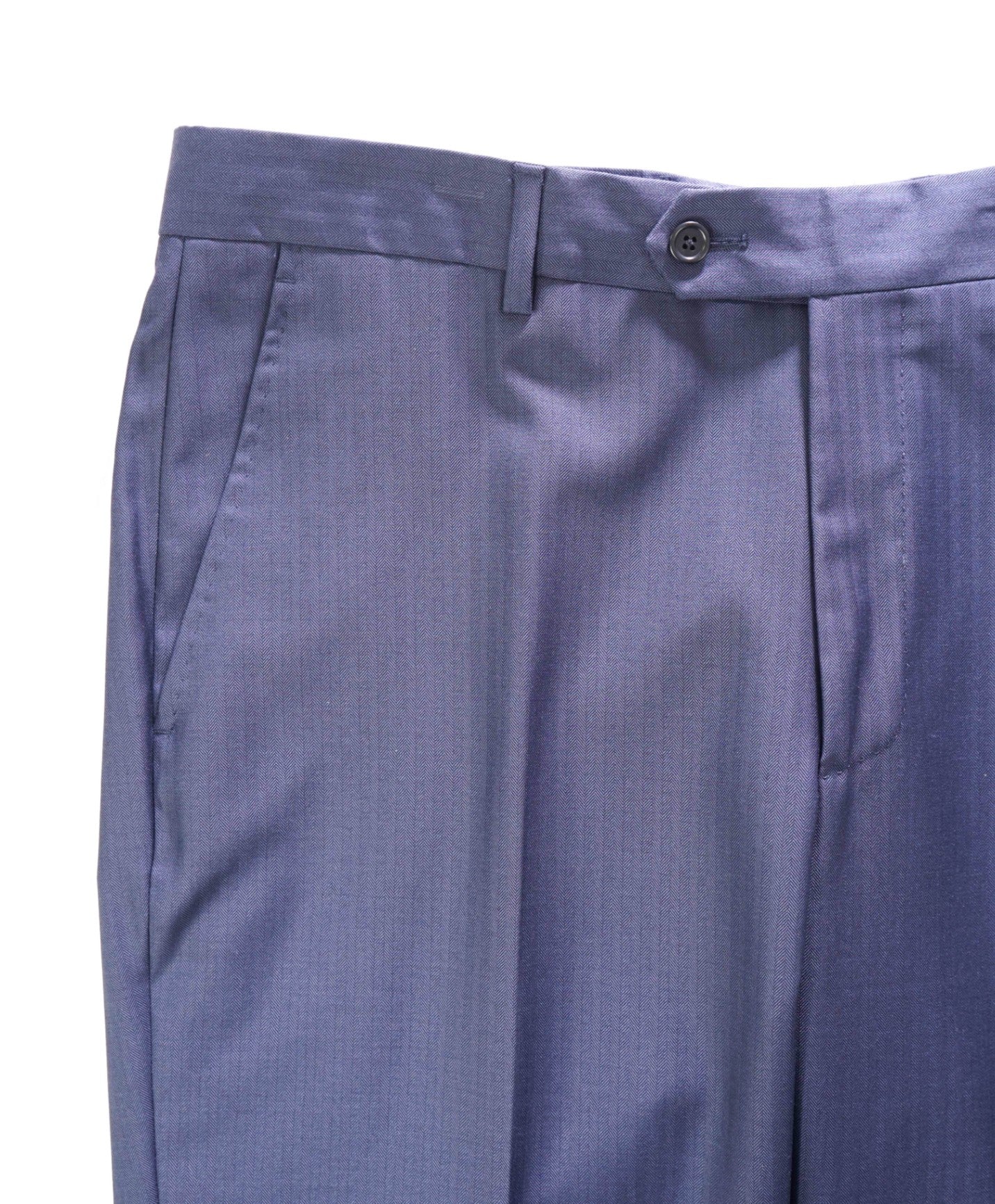 $400 SAKS FIFTH AVENUE - Wool Navy Blue Herringbone Pants - 36W