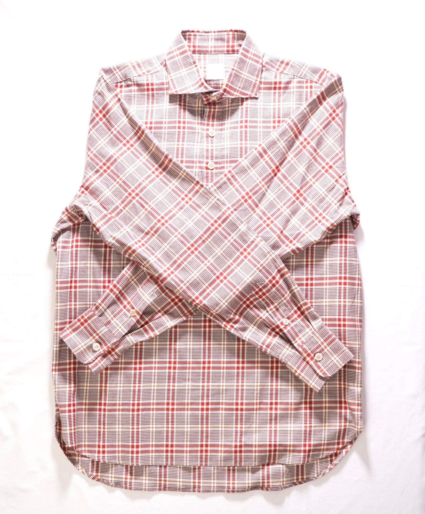 $495 ELEVENTY - POPOVER Polo Style Red Plaid Dress Shirt - M