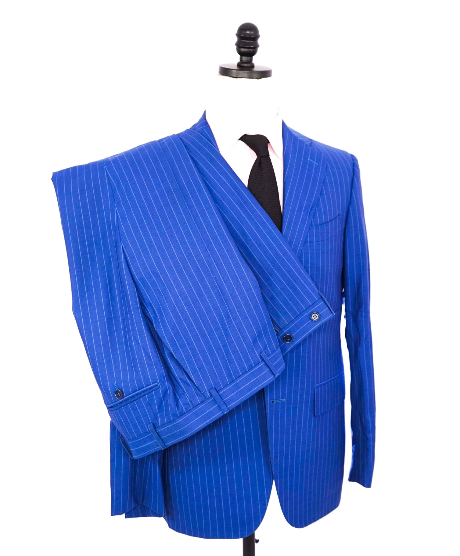 $2,195 CANALI - "Impeccabile" Wool Cobalt Blue Pinstripe Suit - 38R