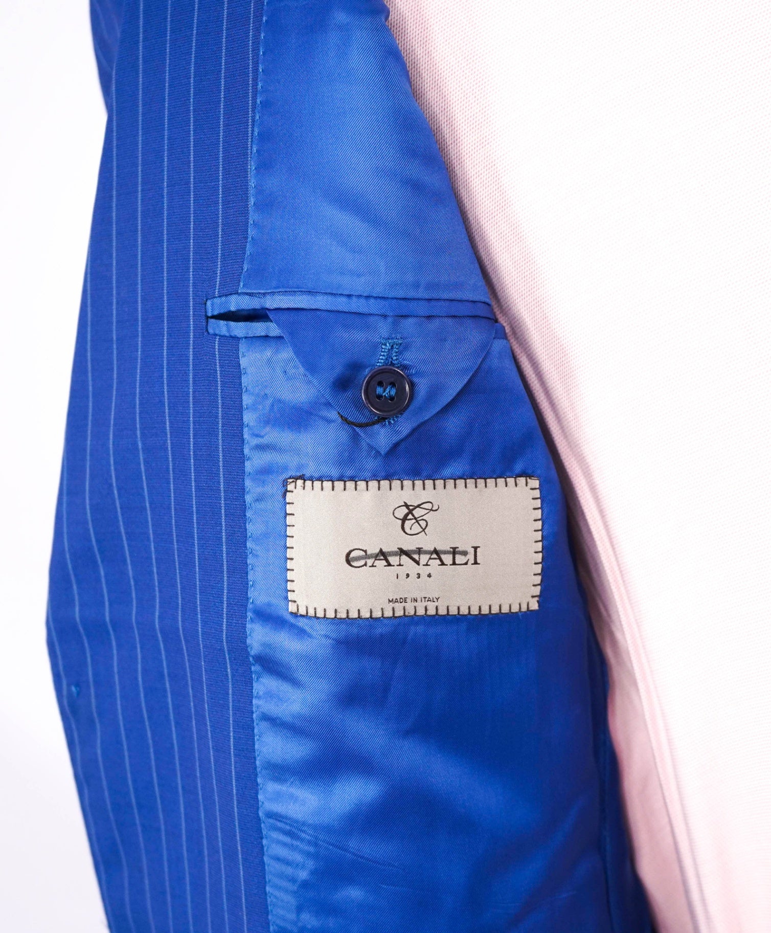 $2,195 CANALI - "Impeccabile" Wool Cobalt Blue Pinstripe Suit - 38R