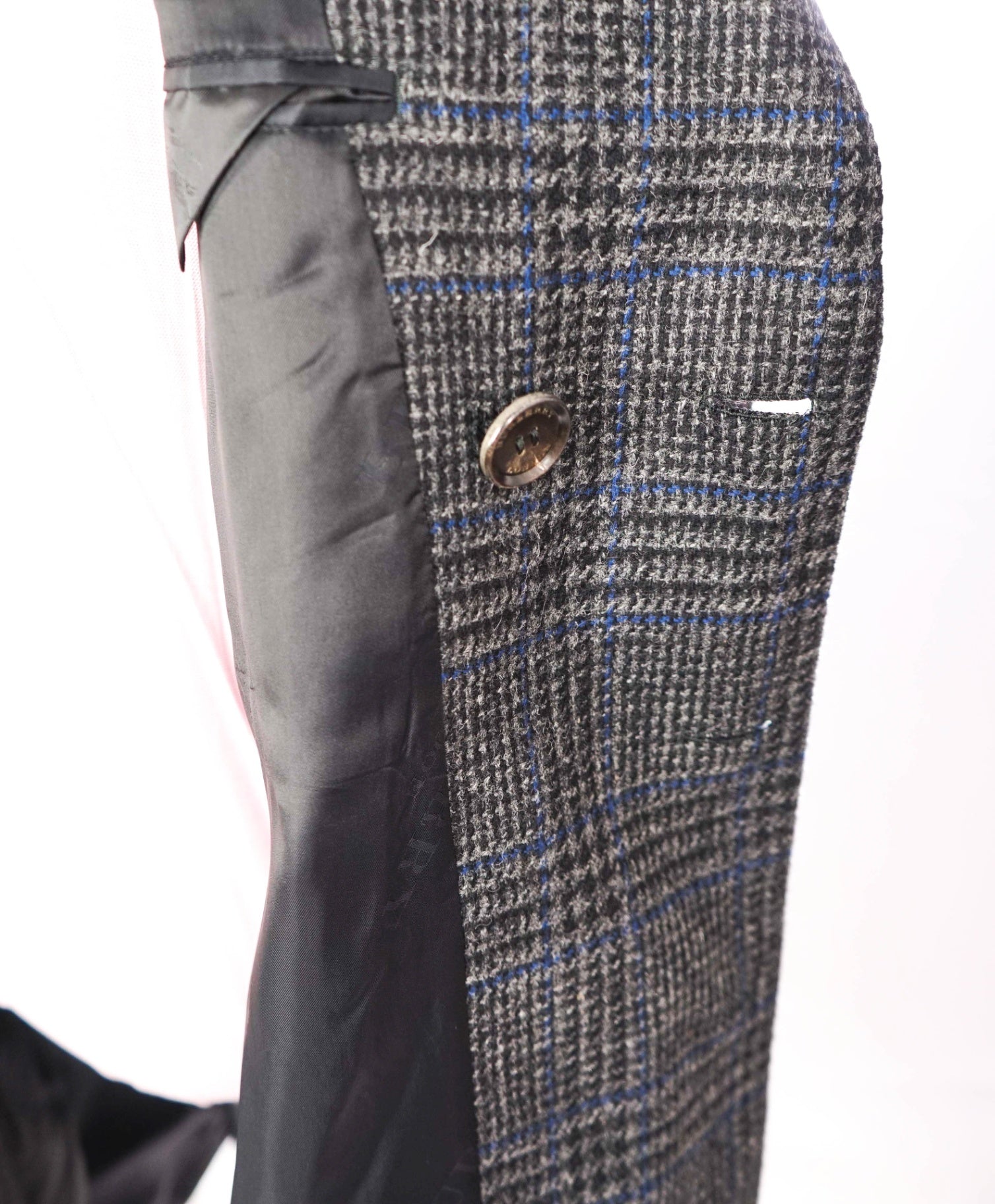 $2,950 BURBERRY LONDON - Wool Gray/Blue Plaid Overcoat - 46