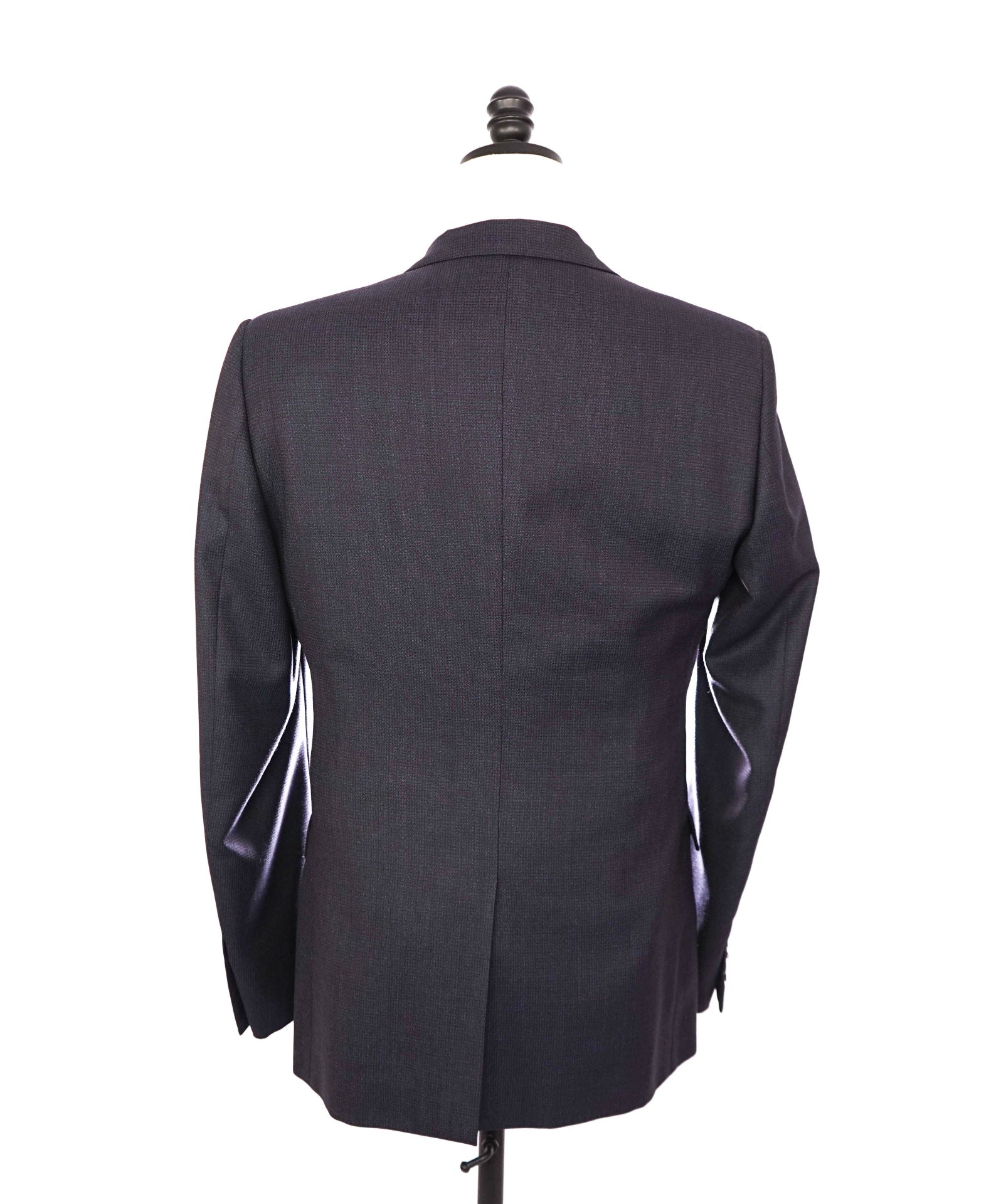 $3,500 DIOR - Navy Blue Wool Textured Classic Slim Lapel Suit - 38R