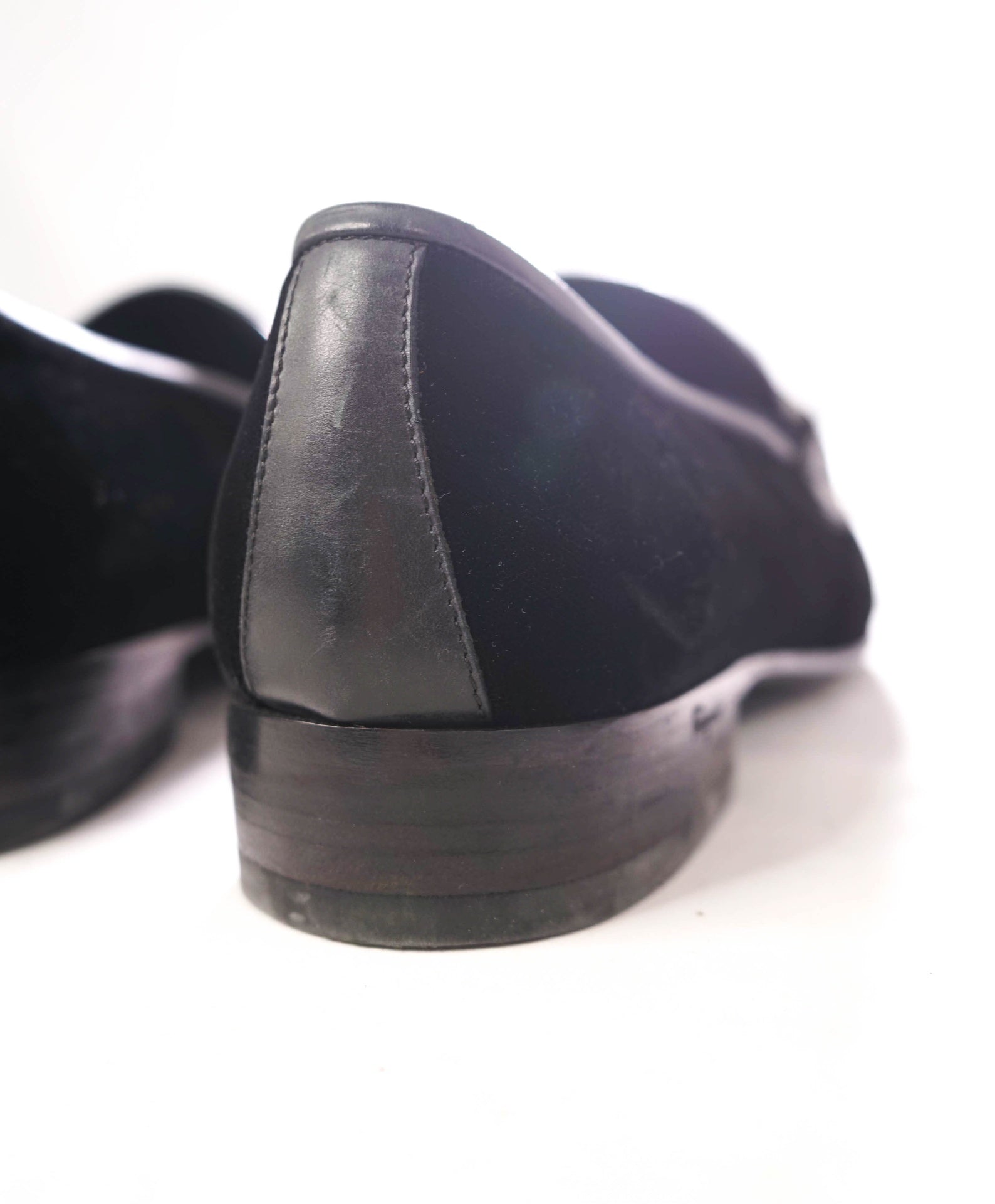 $700 FERRAGAMO - Velvet "PARTY" Black Smoking Loafers - 7 D
