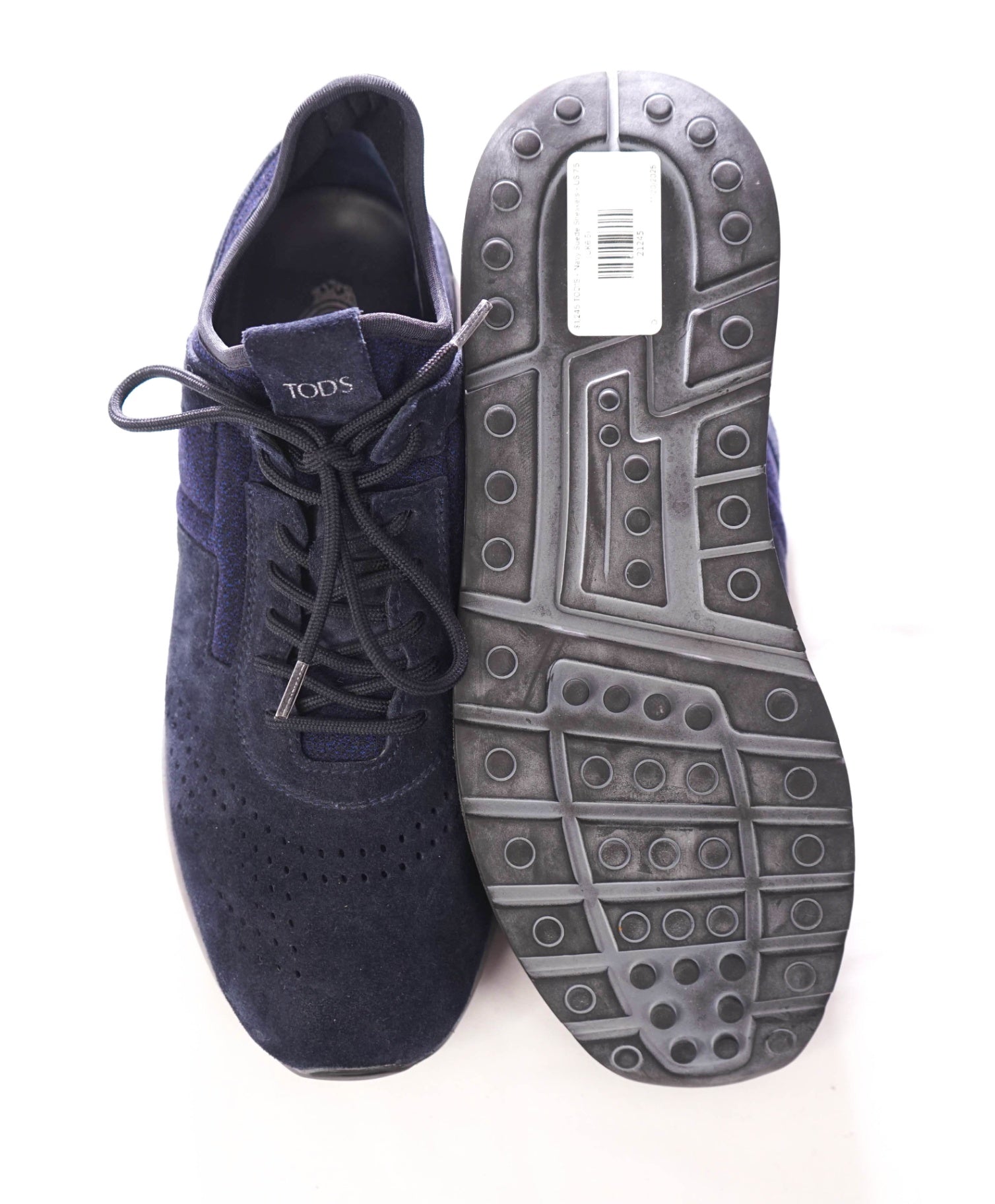$780 TOD'S - Navy Suede "T" Sneakers - US 7.5 (UK6.5)