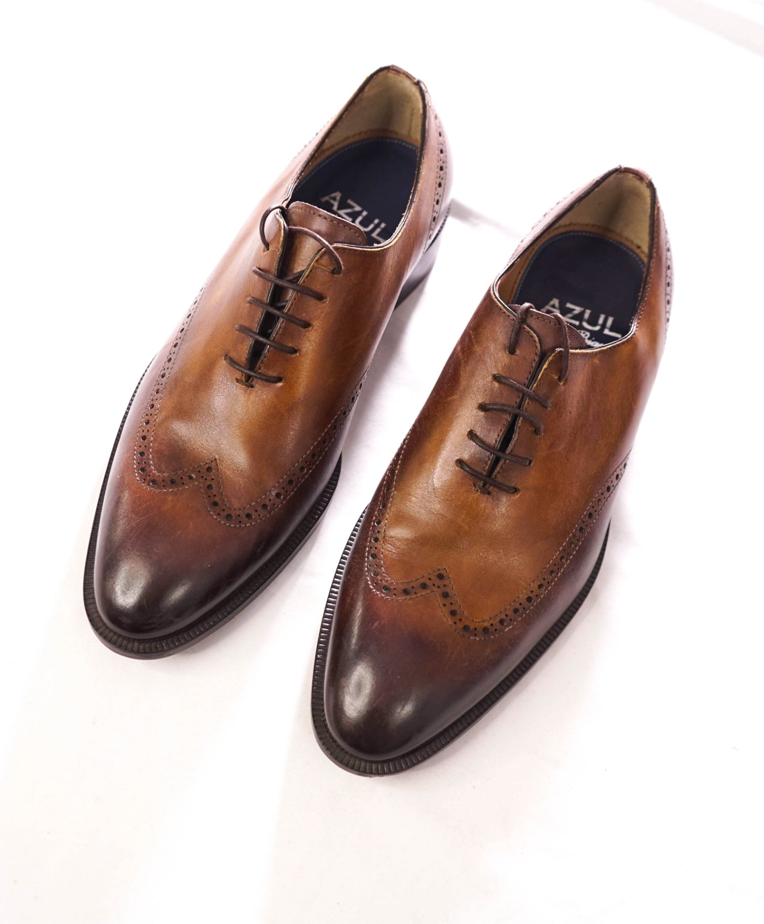 $795 DI BIANCO - 'AZUL' Wholecut Brown Patina Oxford Hand Made - 8 D